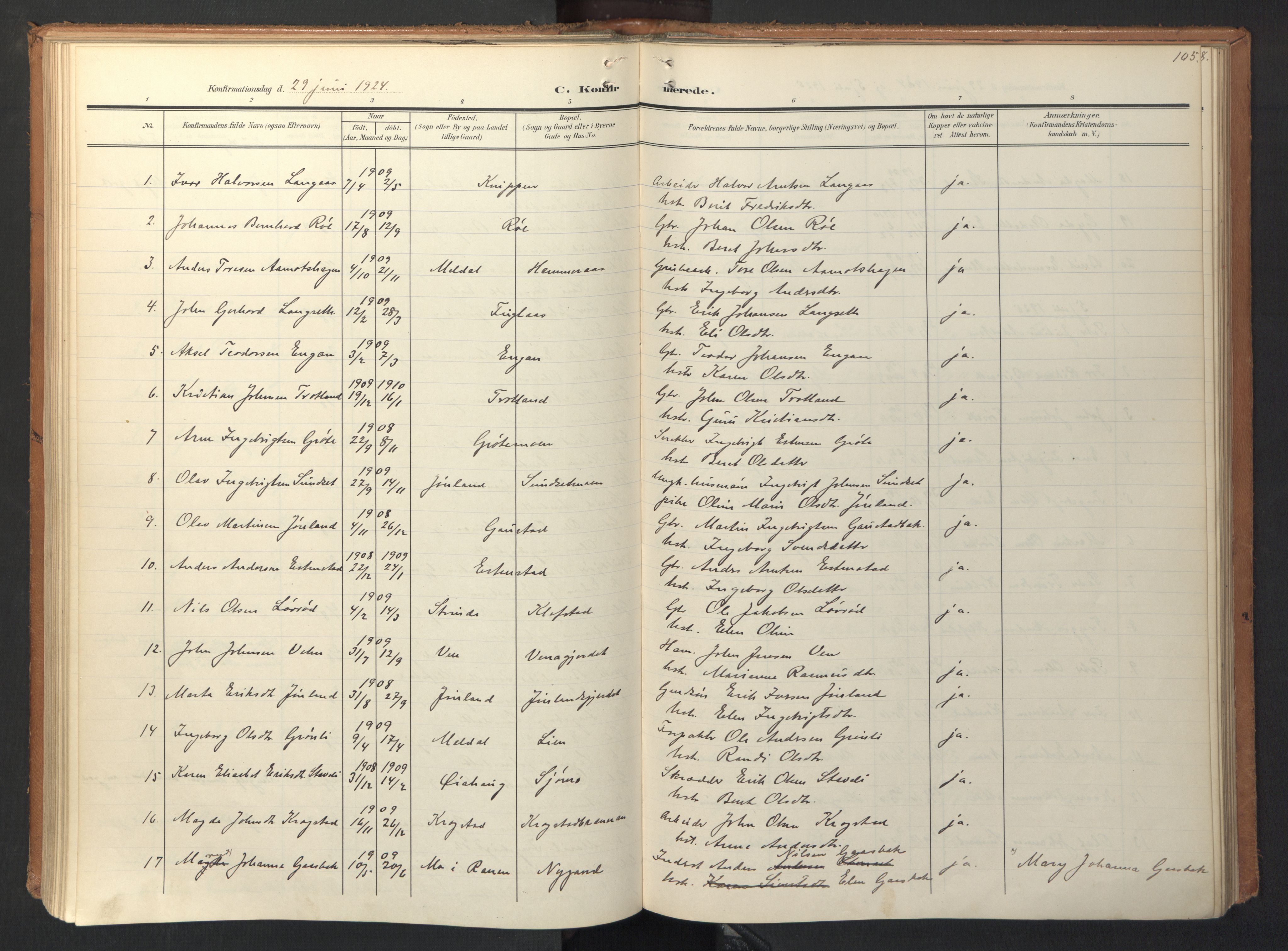 Ministerialprotokoller, klokkerbøker og fødselsregistre - Sør-Trøndelag, AV/SAT-A-1456/694/L1128: Ministerialbok nr. 694A02, 1906-1931, s. 105