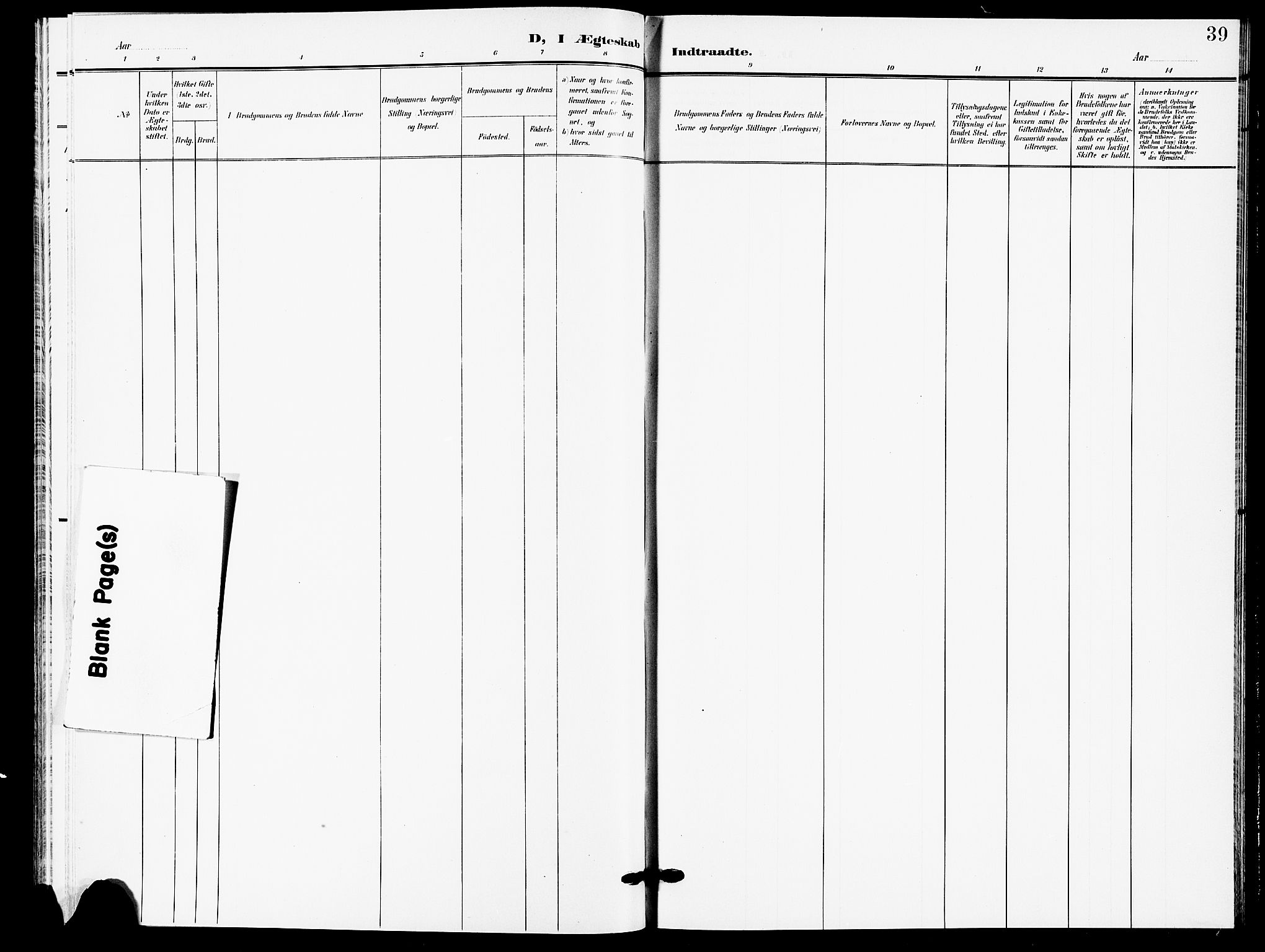 Drøbak prestekontor Kirkebøker, AV/SAO-A-10142a/F/Fb/L0002: Ministerialbok nr. II 2, 1891-1896, s. 39