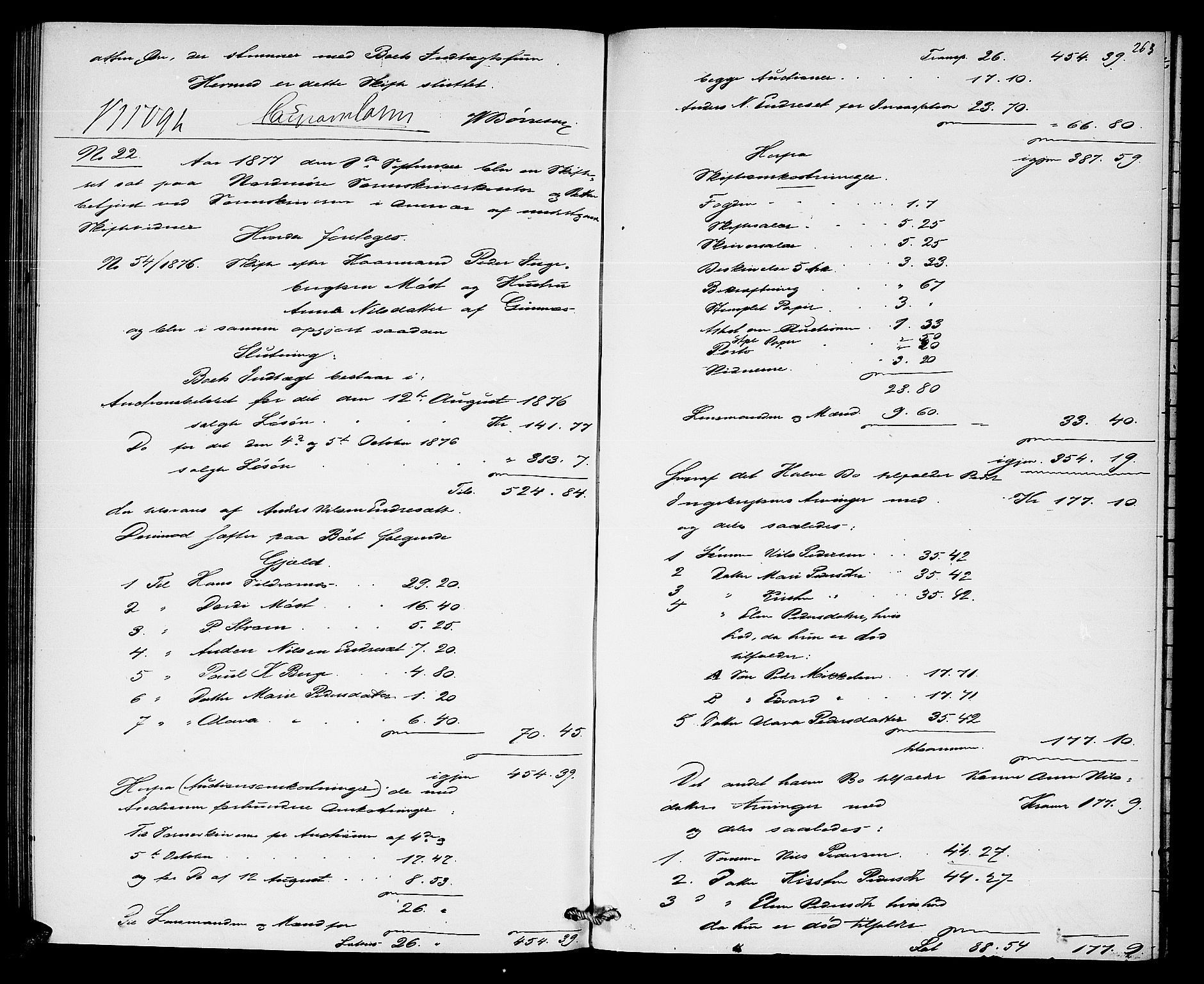 Nordmøre sorenskriveri, SAT/A-4132/1/3/3A/L0037: Utlodningsprotokoll nr. 06, 1874-1877, s. 263