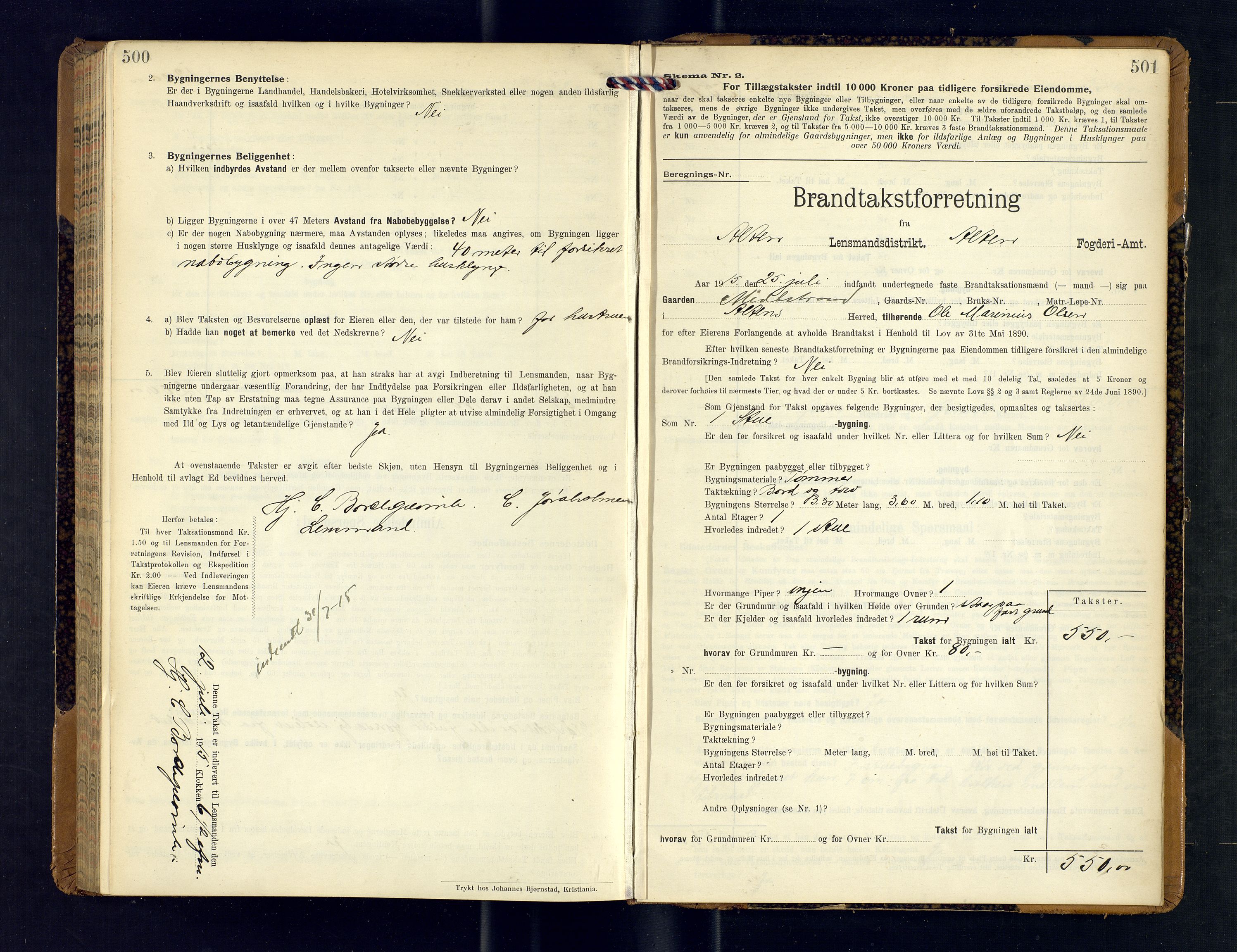 Alta lensmannskontor, AV/SATØ-S-1165/O/Ob/L0171: Branntakstprotokoll, 1911-1915, s. 500-501