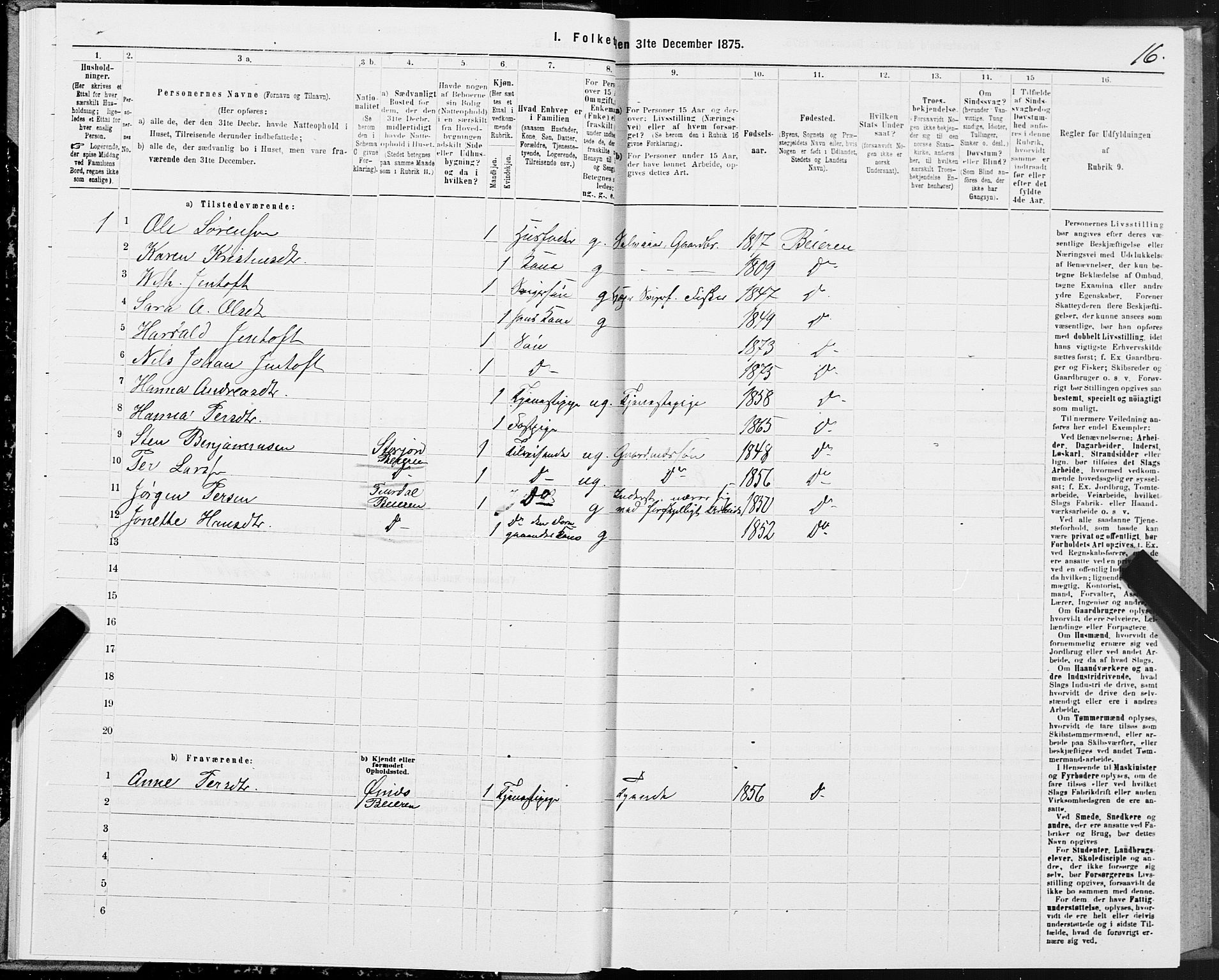 SAT, Folketelling 1875 for 1839P Beiarn prestegjeld, 1875, s. 2016