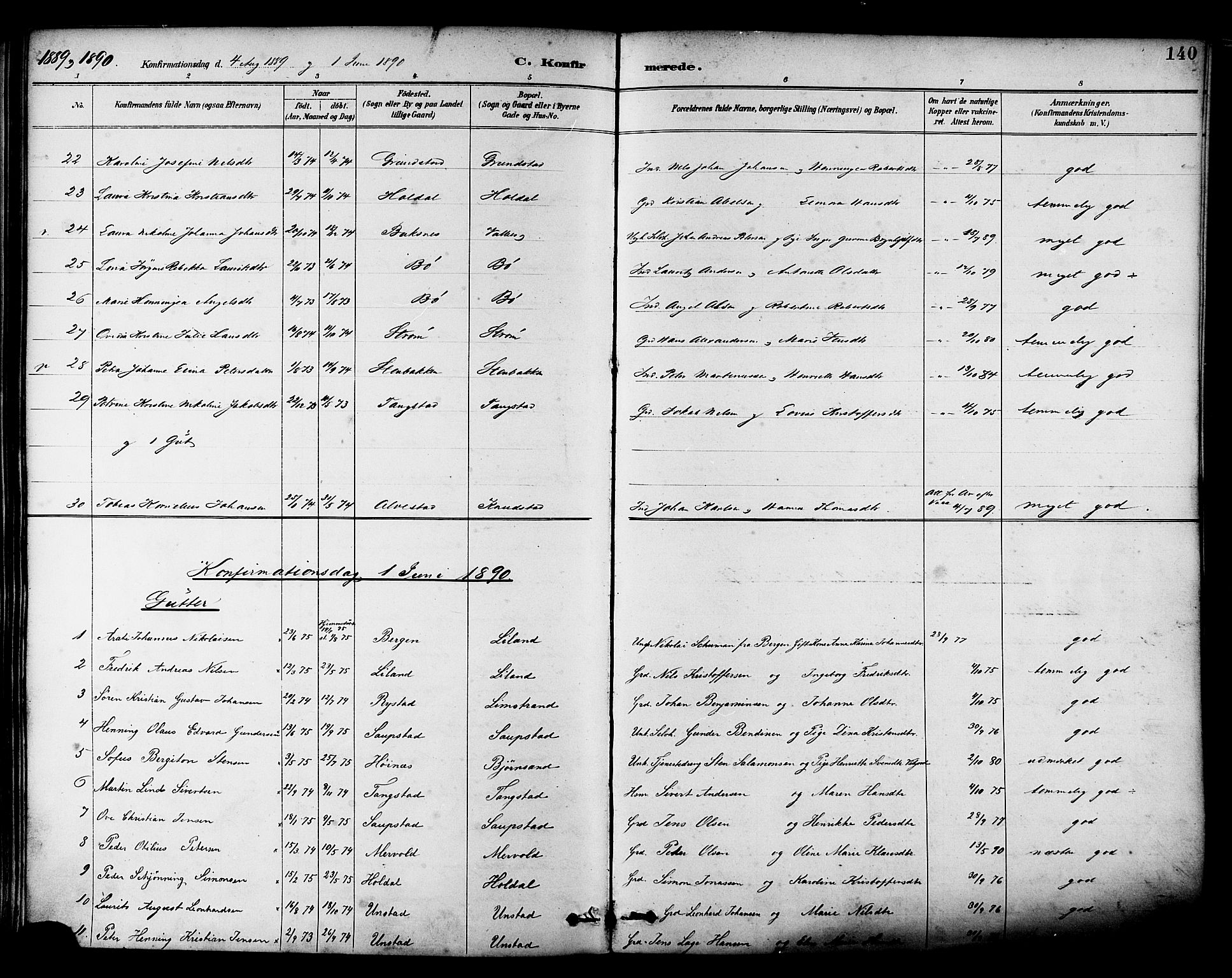 Ministerialprotokoller, klokkerbøker og fødselsregistre - Nordland, AV/SAT-A-1459/880/L1133: Ministerialbok nr. 880A07, 1888-1898, s. 140