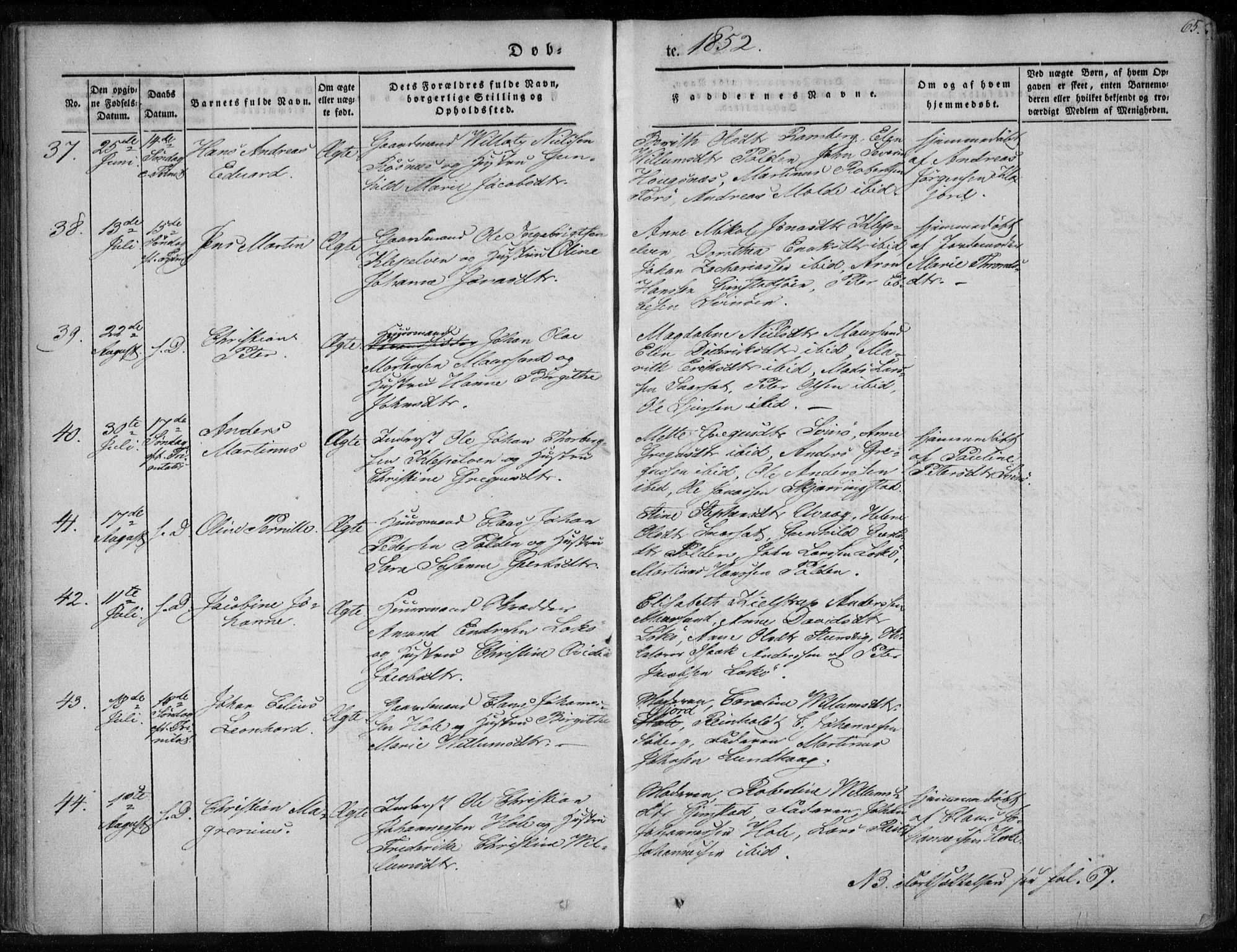 Ministerialprotokoller, klokkerbøker og fødselsregistre - Nordland, SAT/A-1459/891/L1299: Ministerialbok nr. 891A04, 1841-1856, s. 65