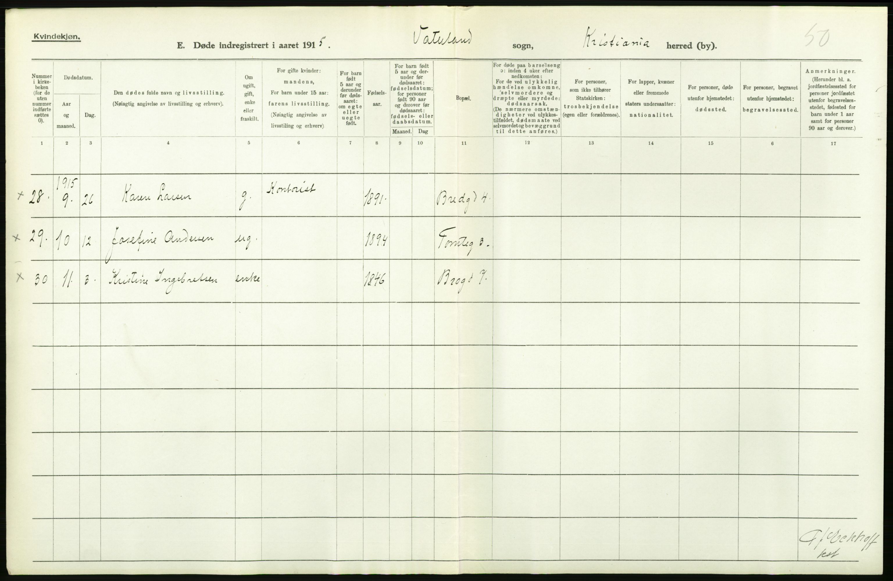 Statistisk sentralbyrå, Sosiodemografiske emner, Befolkning, AV/RA-S-2228/D/Df/Dfb/Dfbe/L0010: Kristiania: Døde, dødfødte., 1915, s. 216