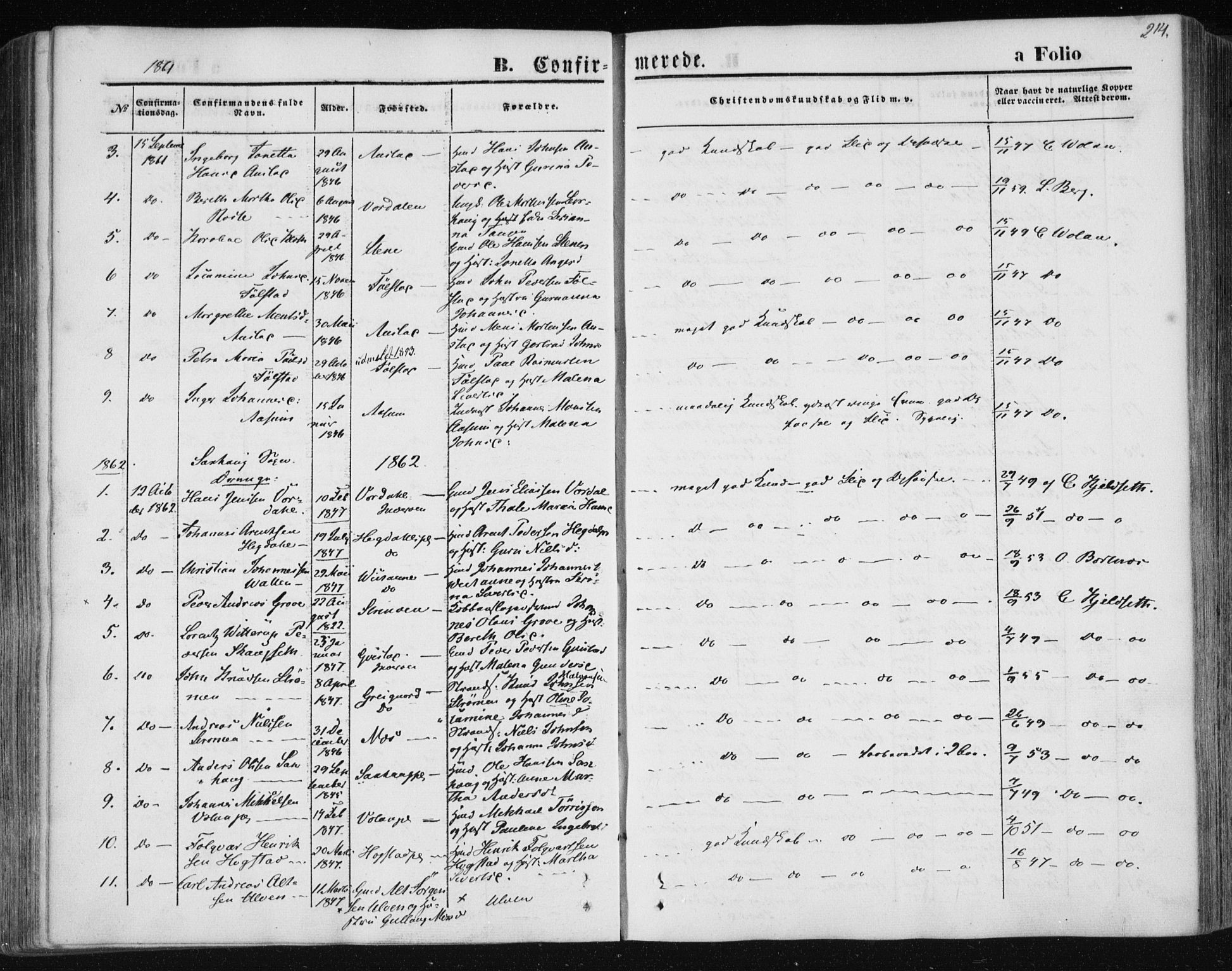 Ministerialprotokoller, klokkerbøker og fødselsregistre - Nord-Trøndelag, AV/SAT-A-1458/730/L0283: Ministerialbok nr. 730A08, 1855-1865, s. 214