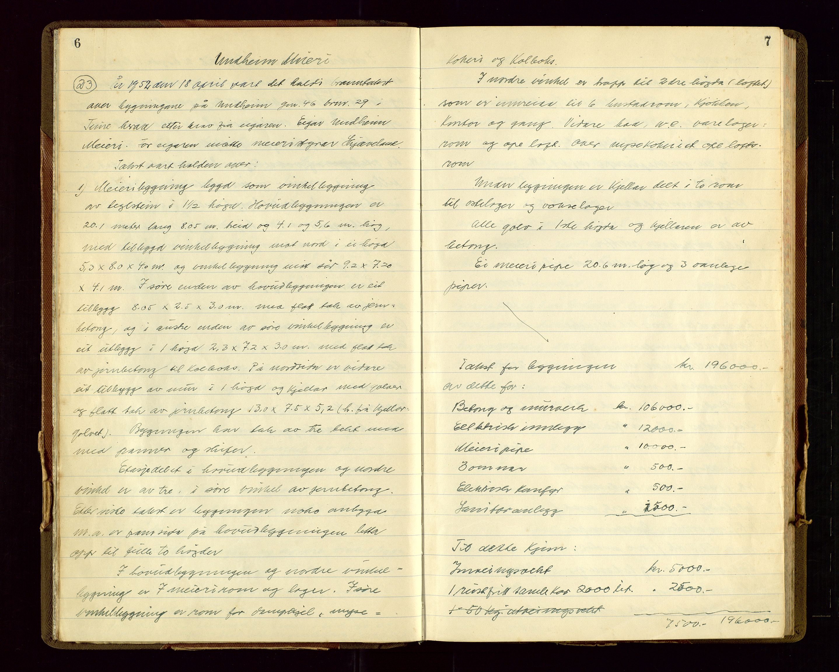 Time lensmannskontor, AV/SAST-A-100420/Goa/L0007: "Branntakstprotokoll", 1952-1953, s. 6-7