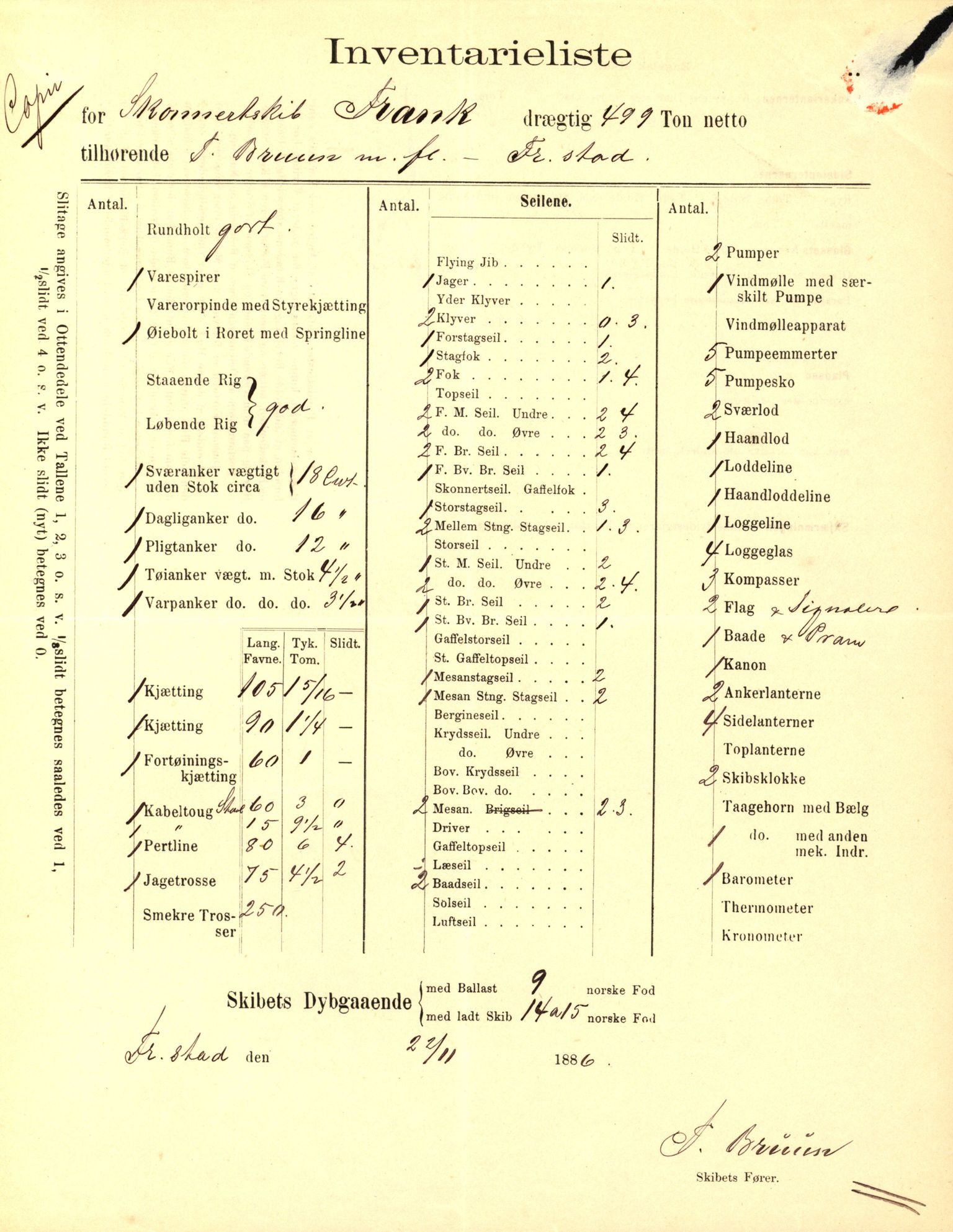 Pa 63 - Østlandske skibsassuranceforening, VEMU/A-1079/G/Ga/L0023/0002: Havaridokumenter / Flora, Frank, Freidig, Sophie, Wilhelmine, 1888, s. 16