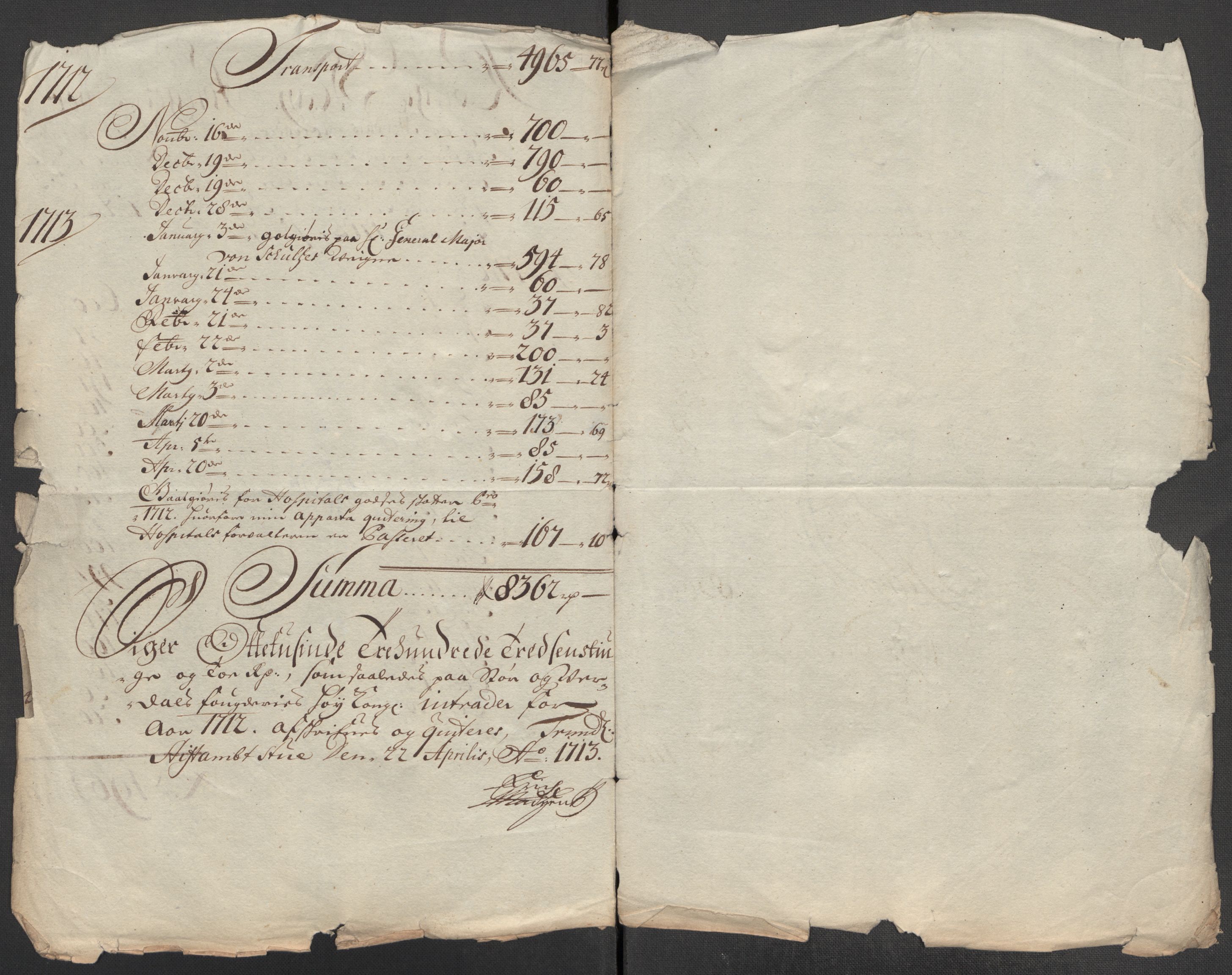 Rentekammeret inntil 1814, Reviderte regnskaper, Fogderegnskap, RA/EA-4092/R62/L4202: Fogderegnskap Stjørdal og Verdal, 1712, s. 336
