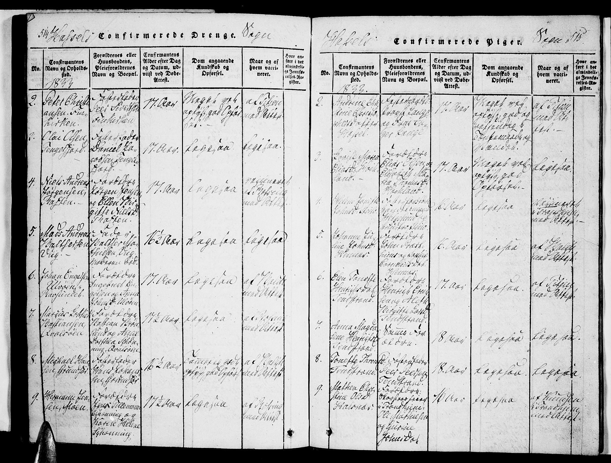 Ministerialprotokoller, klokkerbøker og fødselsregistre - Nordland, AV/SAT-A-1459/888/L1237: Ministerialbok nr. 888A05 /1, 1820-1836, s. 514-515