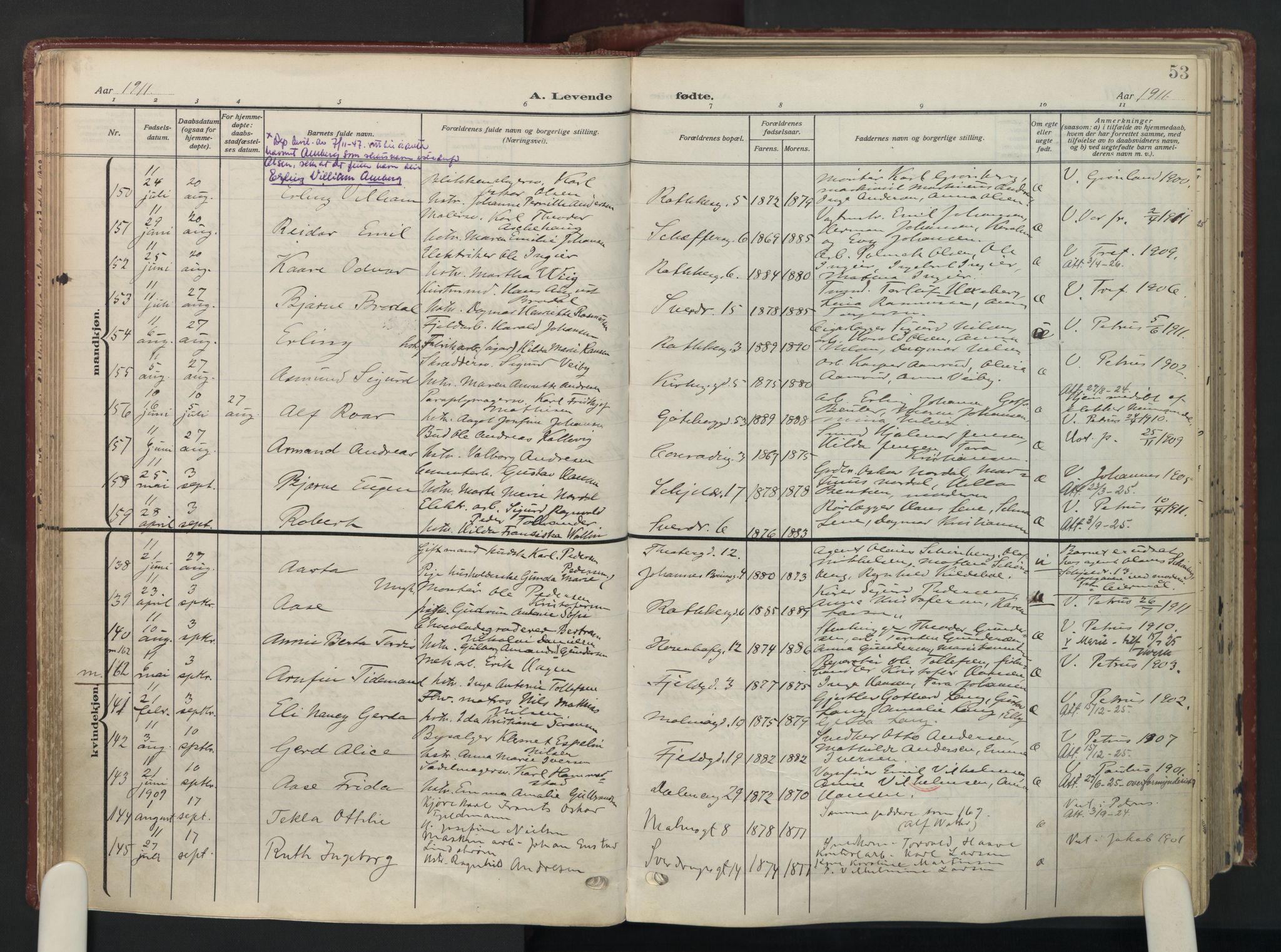 Petrus prestekontor Kirkebøker, AV/SAO-A-10872/F/Fa/L0012: Ministerialbok nr. 12, 1909-1936, s. 53
