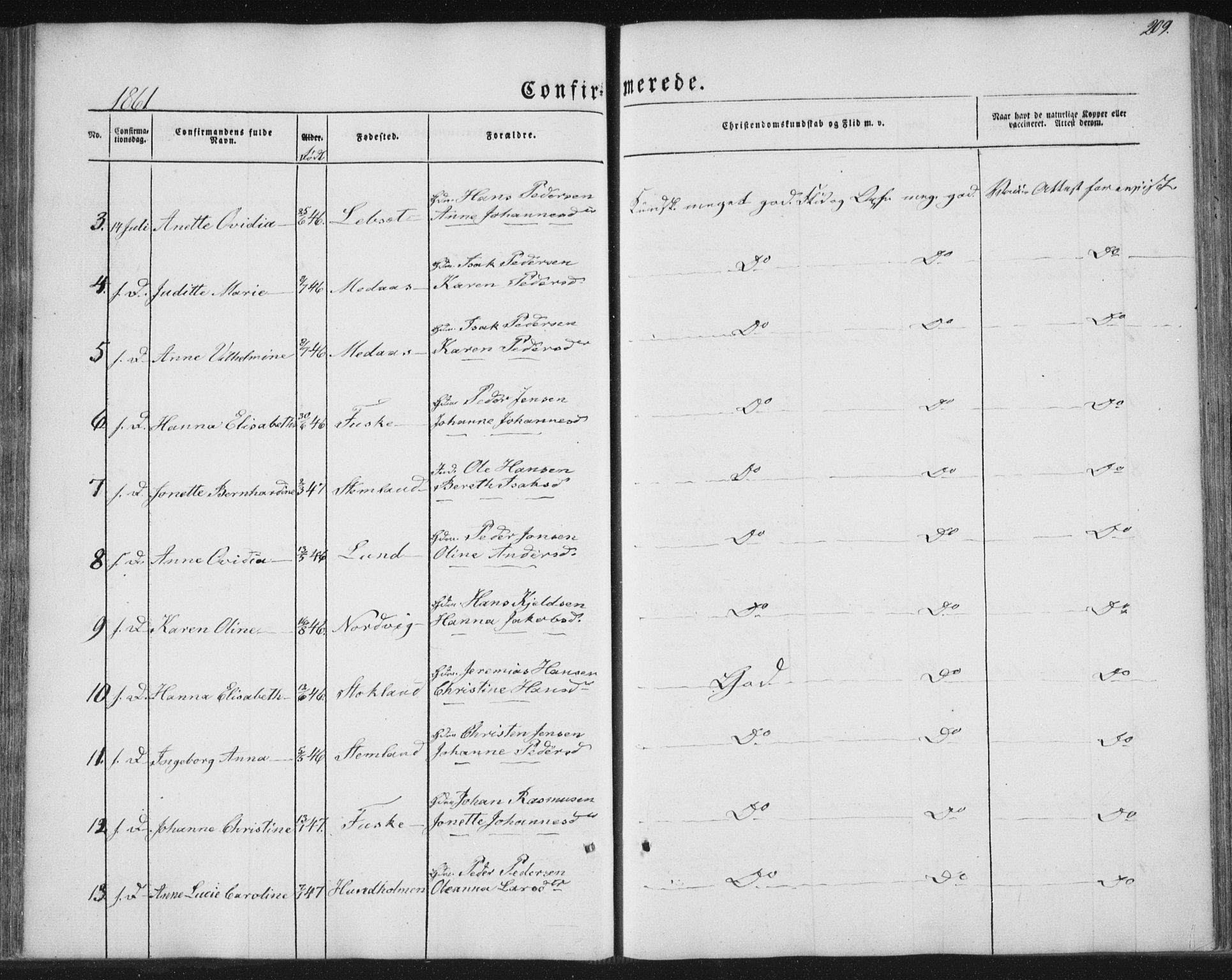 Ministerialprotokoller, klokkerbøker og fødselsregistre - Nordland, AV/SAT-A-1459/852/L0738: Ministerialbok nr. 852A08, 1849-1865, s. 209