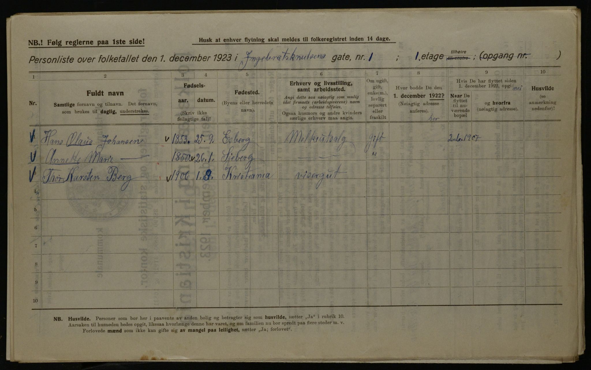 OBA, Kommunal folketelling 1.12.1923 for Kristiania, 1923, s. 48986