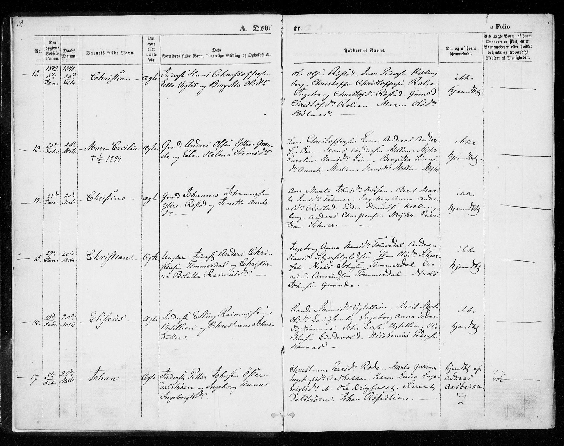 Ministerialprotokoller, klokkerbøker og fødselsregistre - Nord-Trøndelag, AV/SAT-A-1458/701/L0007: Ministerialbok nr. 701A07 /1, 1842-1854, s. 3