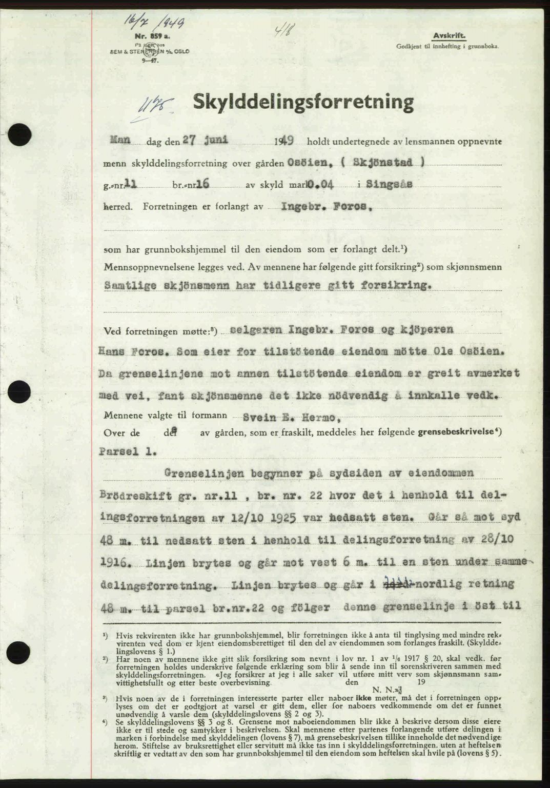 Gauldal sorenskriveri, SAT/A-0014/1/2/2C: Pantebok nr. A8, 1949-1949, Dagboknr: 1175/1949