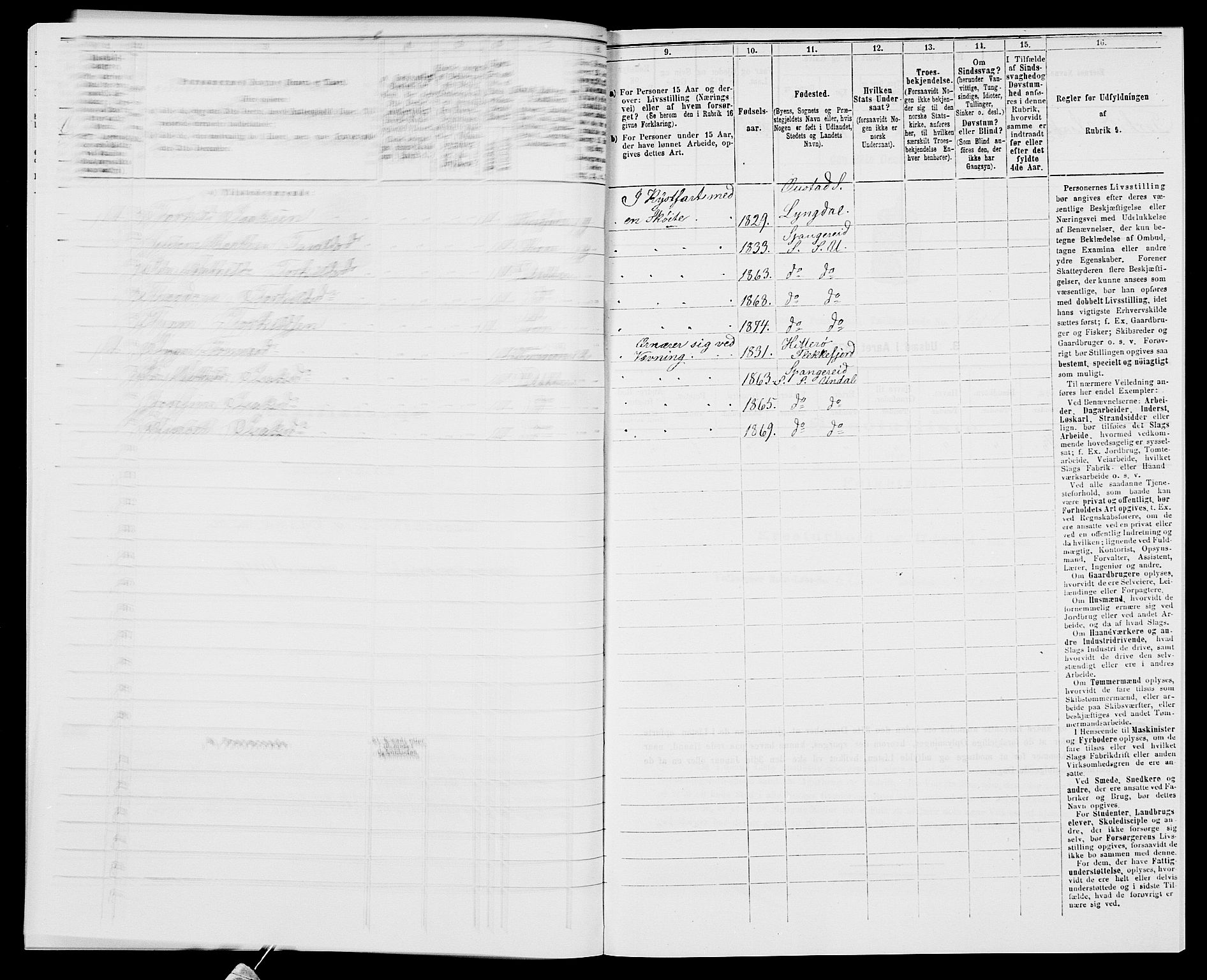 SAK, Folketelling 1875 for 1029P Sør-Audnedal prestegjeld, 1875, s. 1319