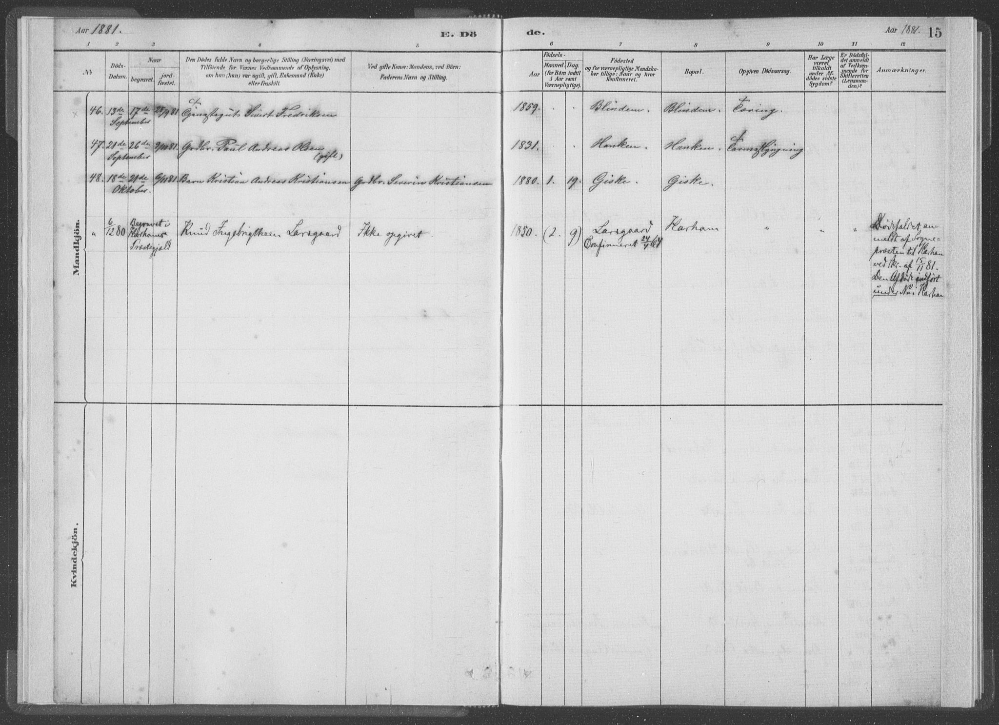 Ministerialprotokoller, klokkerbøker og fødselsregistre - Møre og Romsdal, AV/SAT-A-1454/528/L0403: Ministerialbok nr. 528A13I, 1880-1947, s. 15