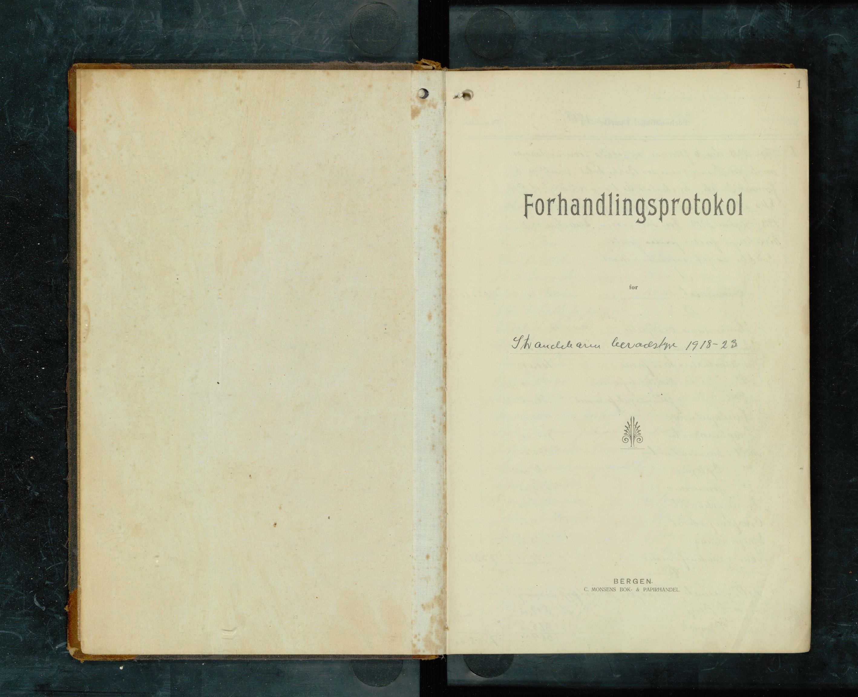 Strandebarm kommune. Formannskapet, IKAH/1226-021/A/Aa/L0008: Møtebok for Strandebarm formannskap og heradsstyre, 1918-1923