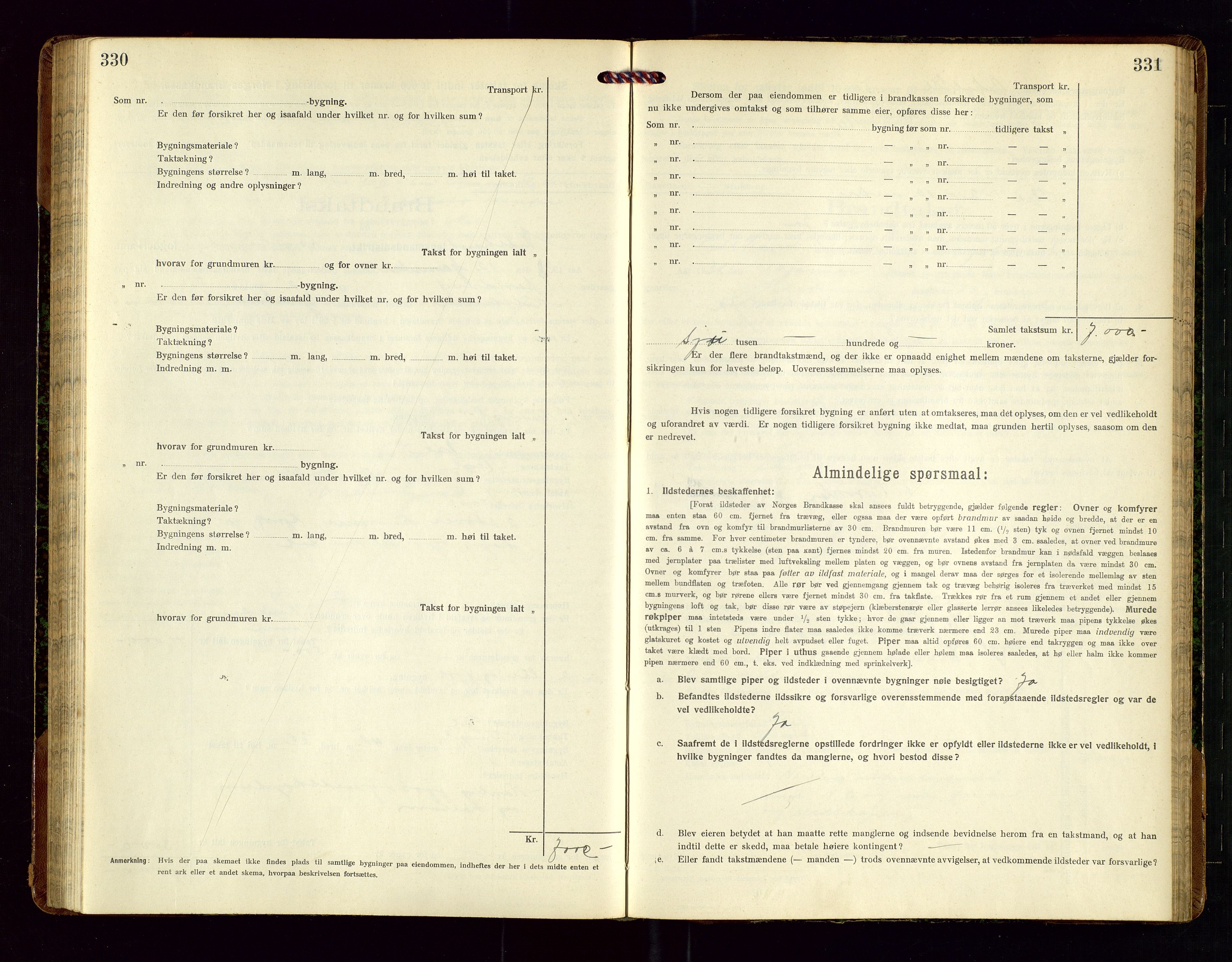 Nedstrand lensmannskontor, SAST/A-100236/Gob/L0002: "Brandtakstprotokol for Nerstrand lensmandsdistrikt Rogaland Fylke", 1916-1949, s. 330-331