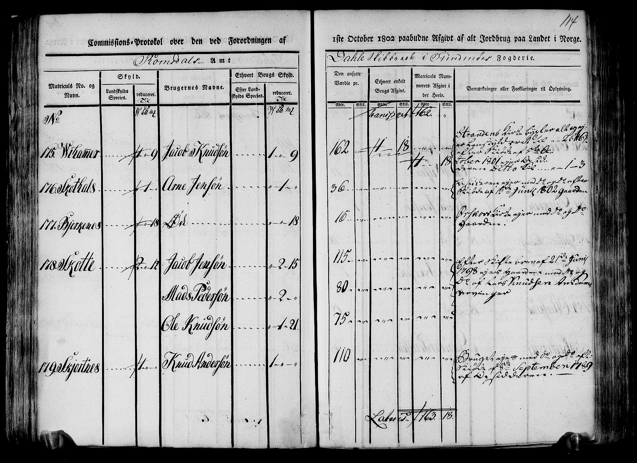 Rentekammeret inntil 1814, Realistisk ordnet avdeling, AV/RA-EA-4070/N/Ne/Nea/L0123: Sunnmøre fogderi. Kommisjonsprotokoll for fogderiets nordre del - Valle, Dale, Sunnylven, Vatne, Grytten og Borgund skipreider, 1803, s. 116