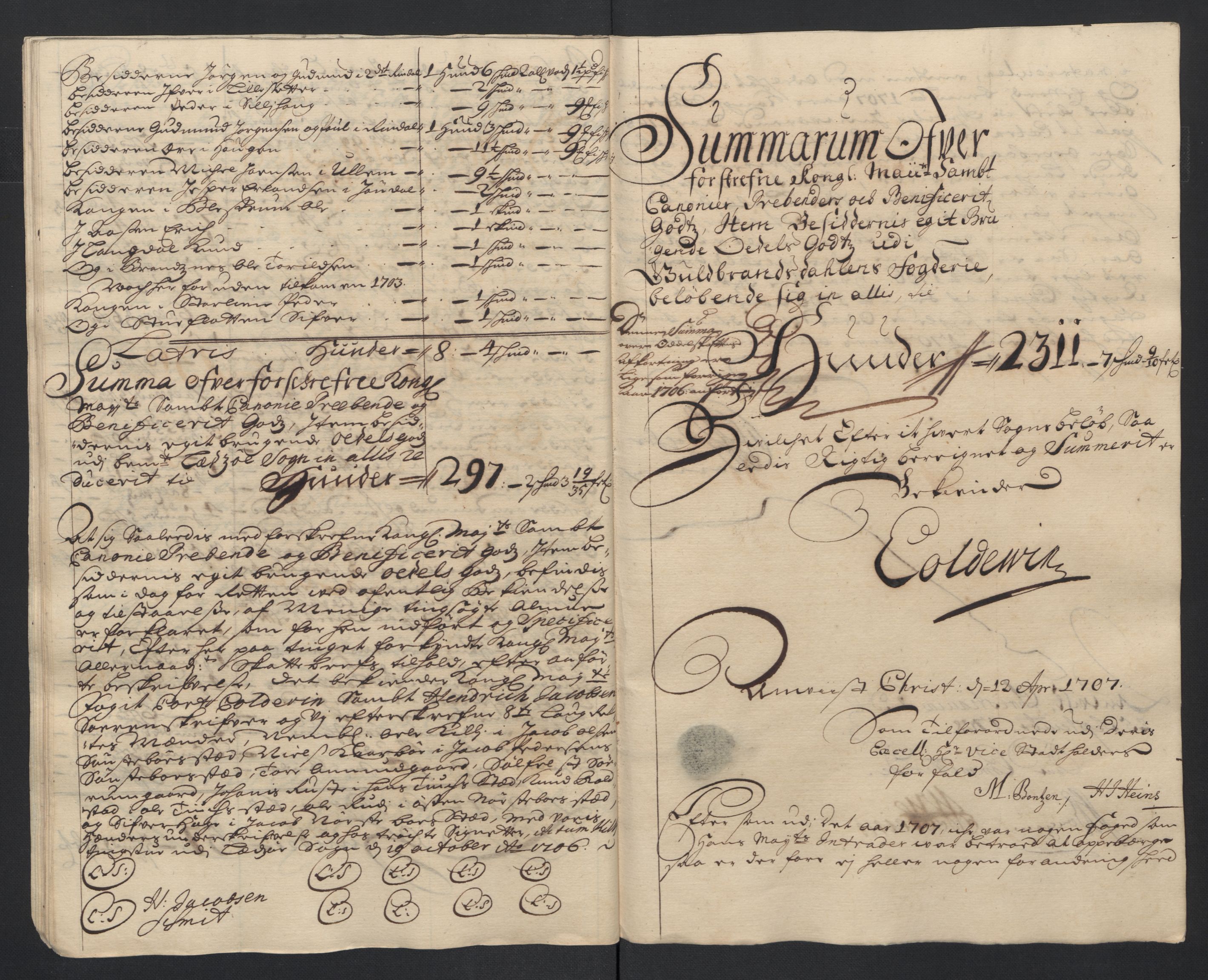 Rentekammeret inntil 1814, Reviderte regnskaper, Fogderegnskap, AV/RA-EA-4092/R17/L1178: Fogderegnskap Gudbrandsdal, 1705-1707, s. 375