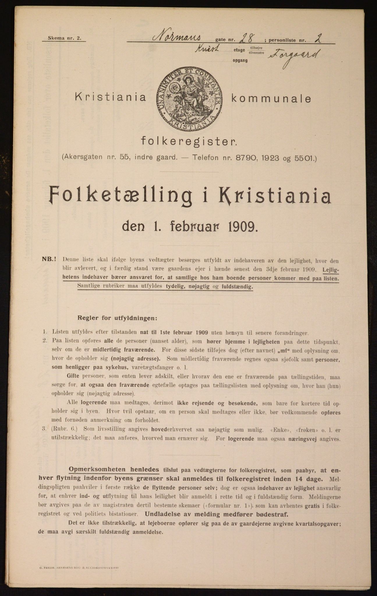 OBA, Kommunal folketelling 1.2.1909 for Kristiania kjøpstad, 1909, s. 66591