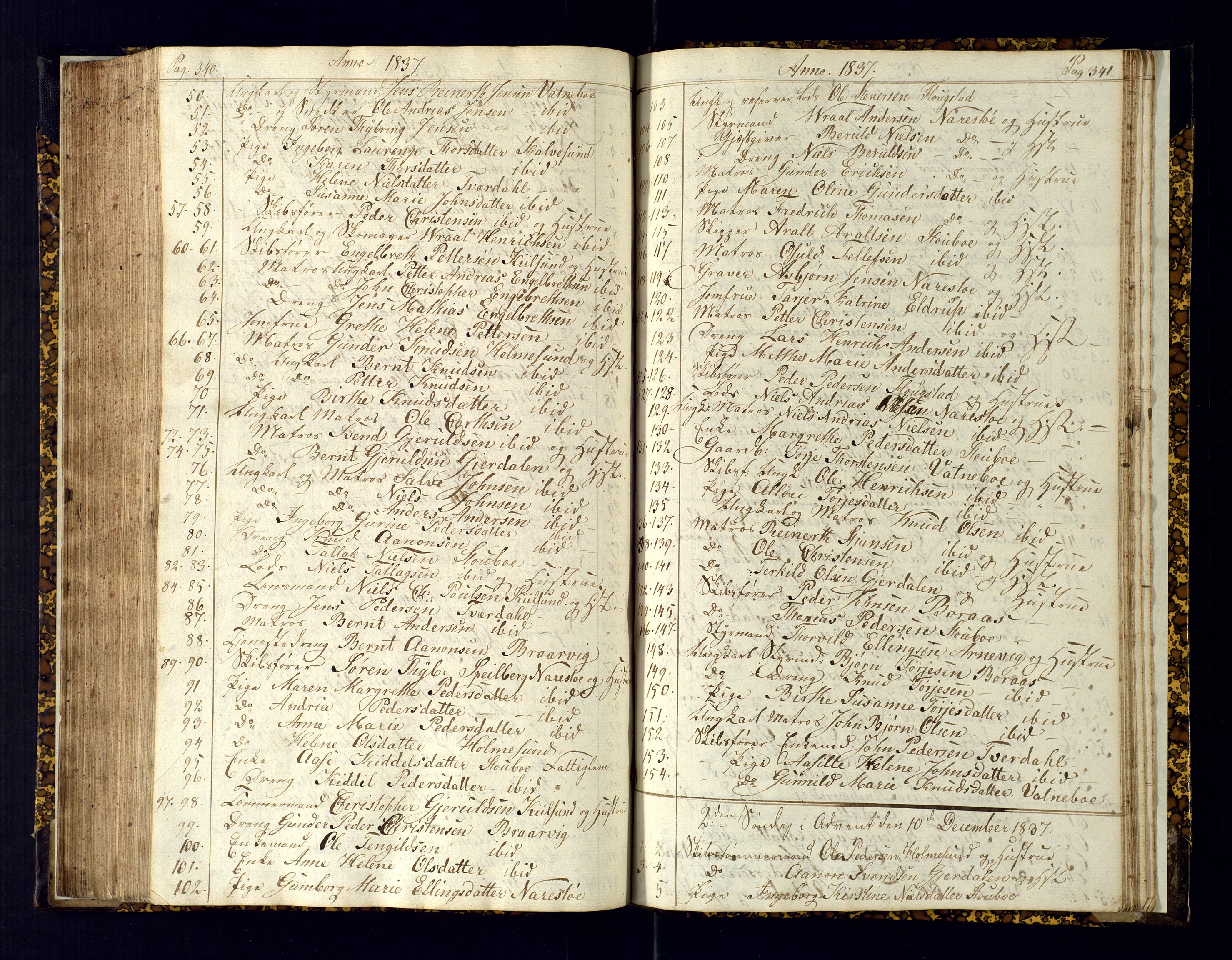 Dypvåg sokneprestkontor, AV/SAK-1111-0007/F/Fc/Fcb/L0001: Kommunikantprotokoll nr. C-1, 1813-1840, s. 340-341