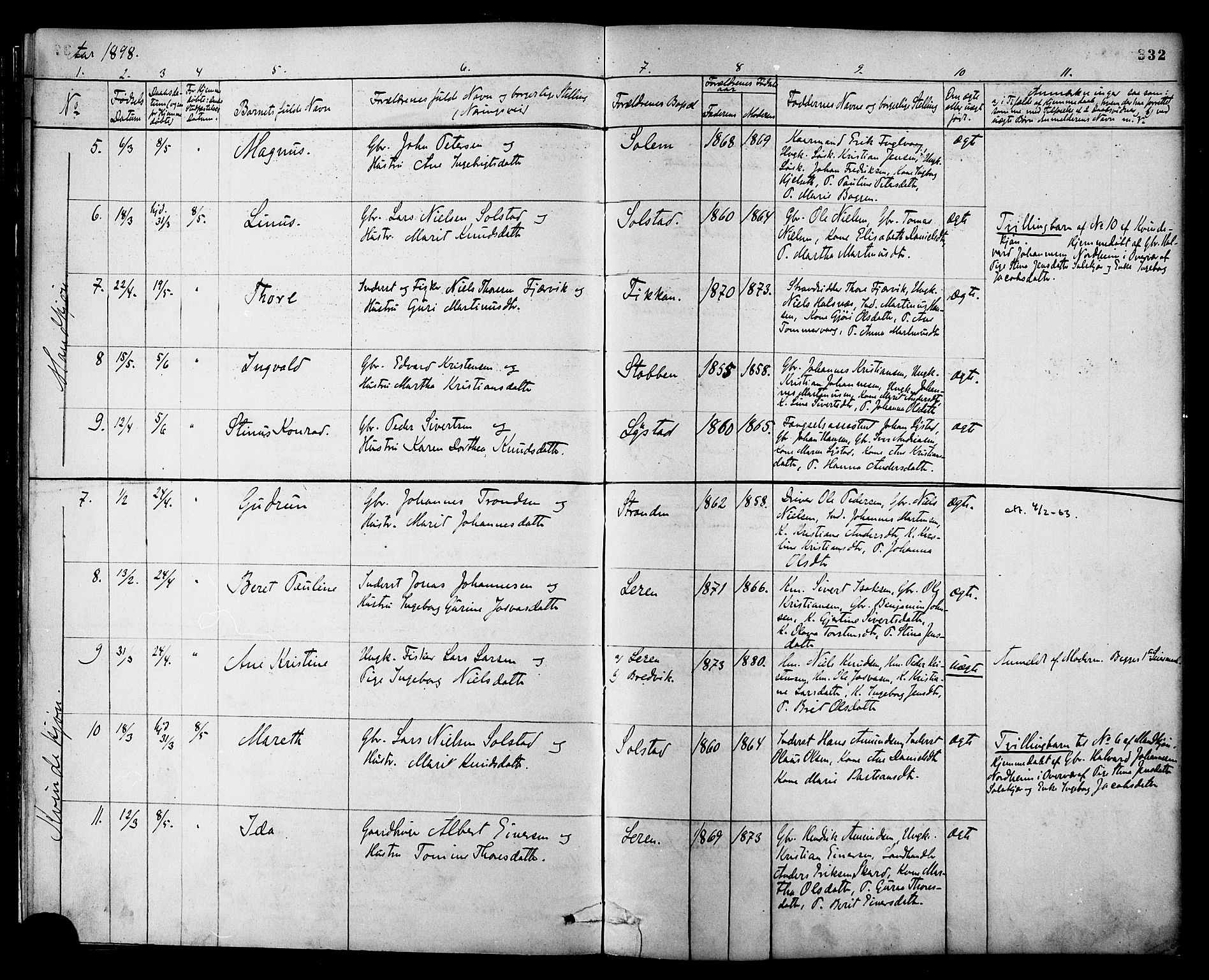 Ministerialprotokoller, klokkerbøker og fødselsregistre - Møre og Romsdal, SAT/A-1454/577/L0896: Ministerialbok nr. 577A03, 1880-1898, s. 332