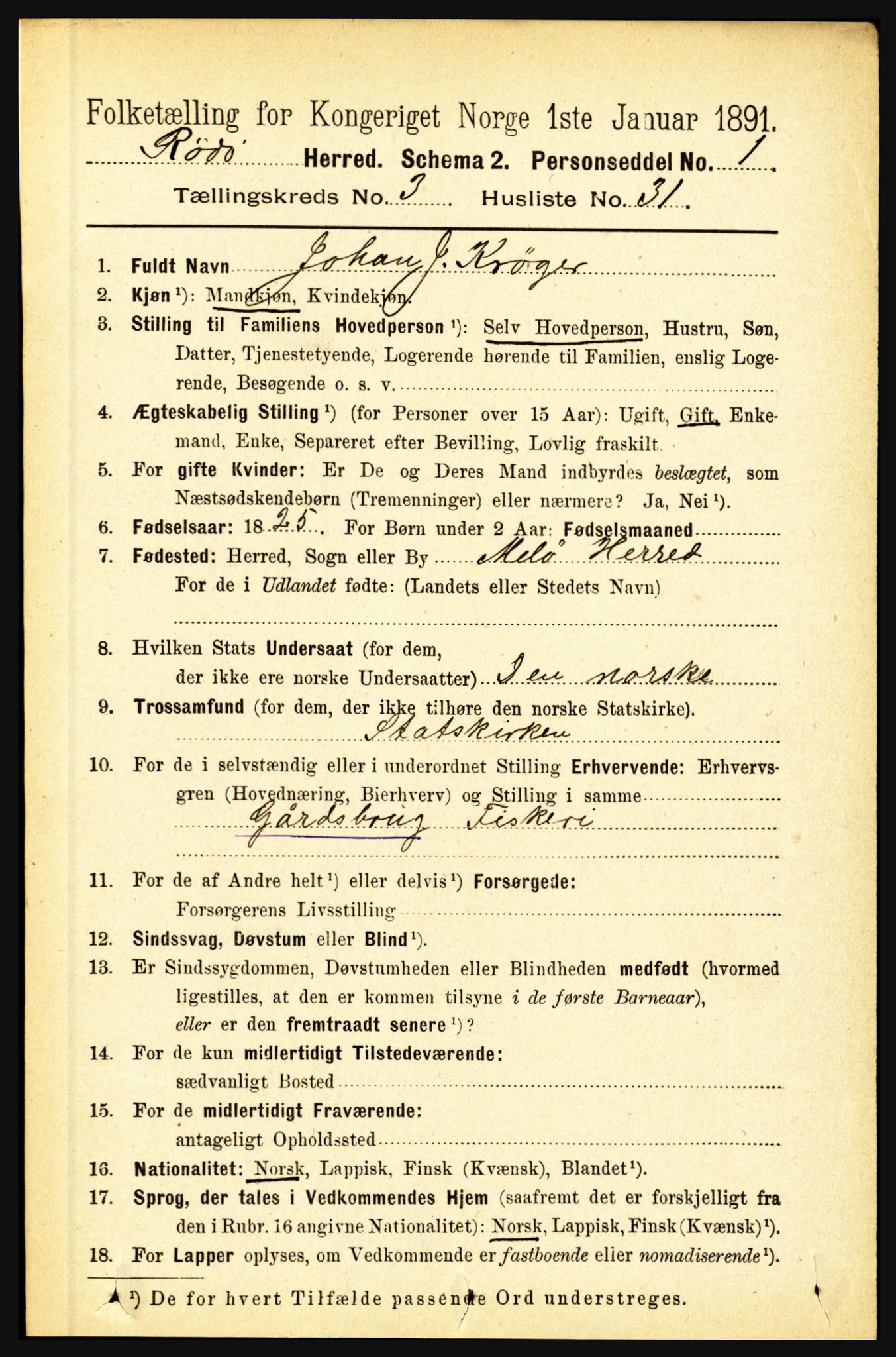 RA, Folketelling 1891 for 1836 Rødøy herred, 1891, s. 1046