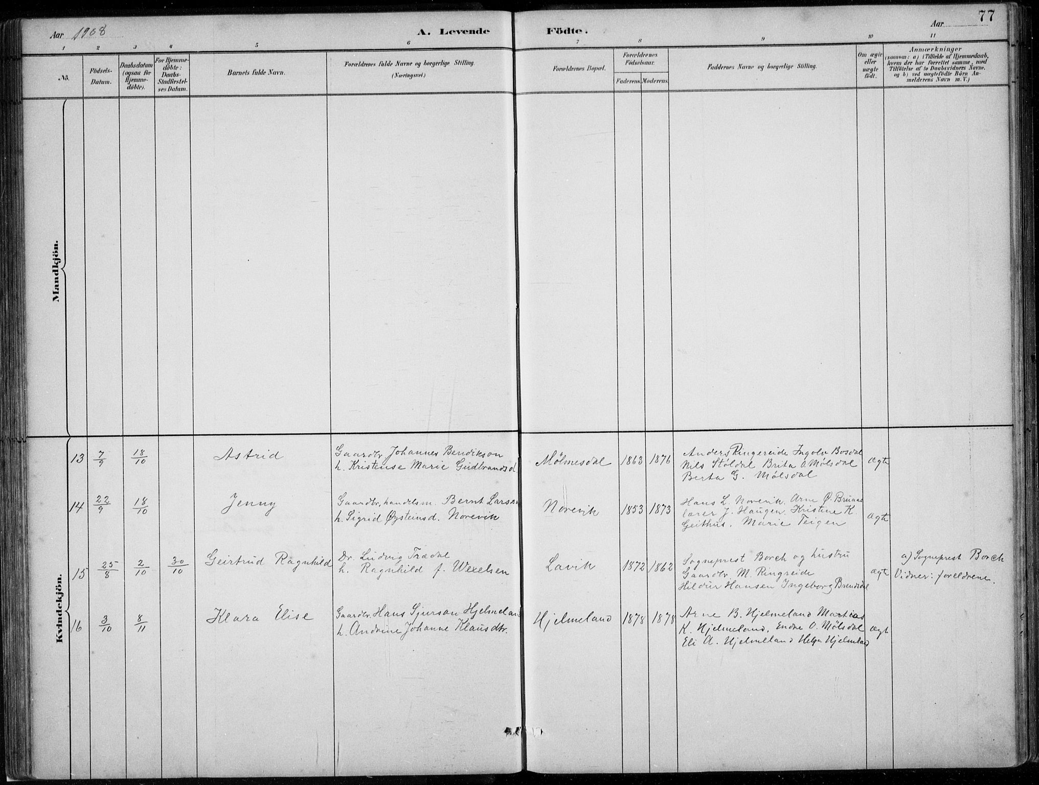 Lavik sokneprestembete, SAB/A-80901: Klokkerbok nr. A 2, 1882-1910, s. 77
