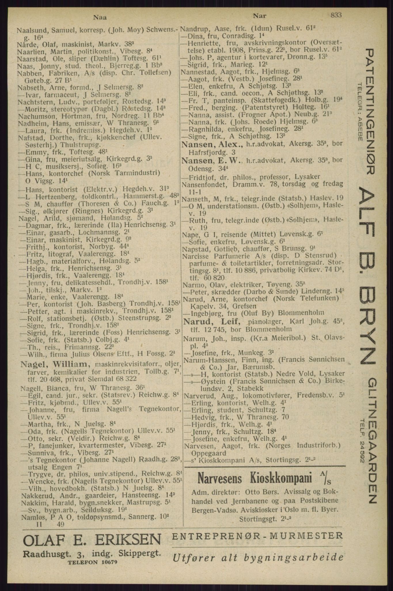 Kristiania/Oslo adressebok, PUBL/-, 1929, s. 833