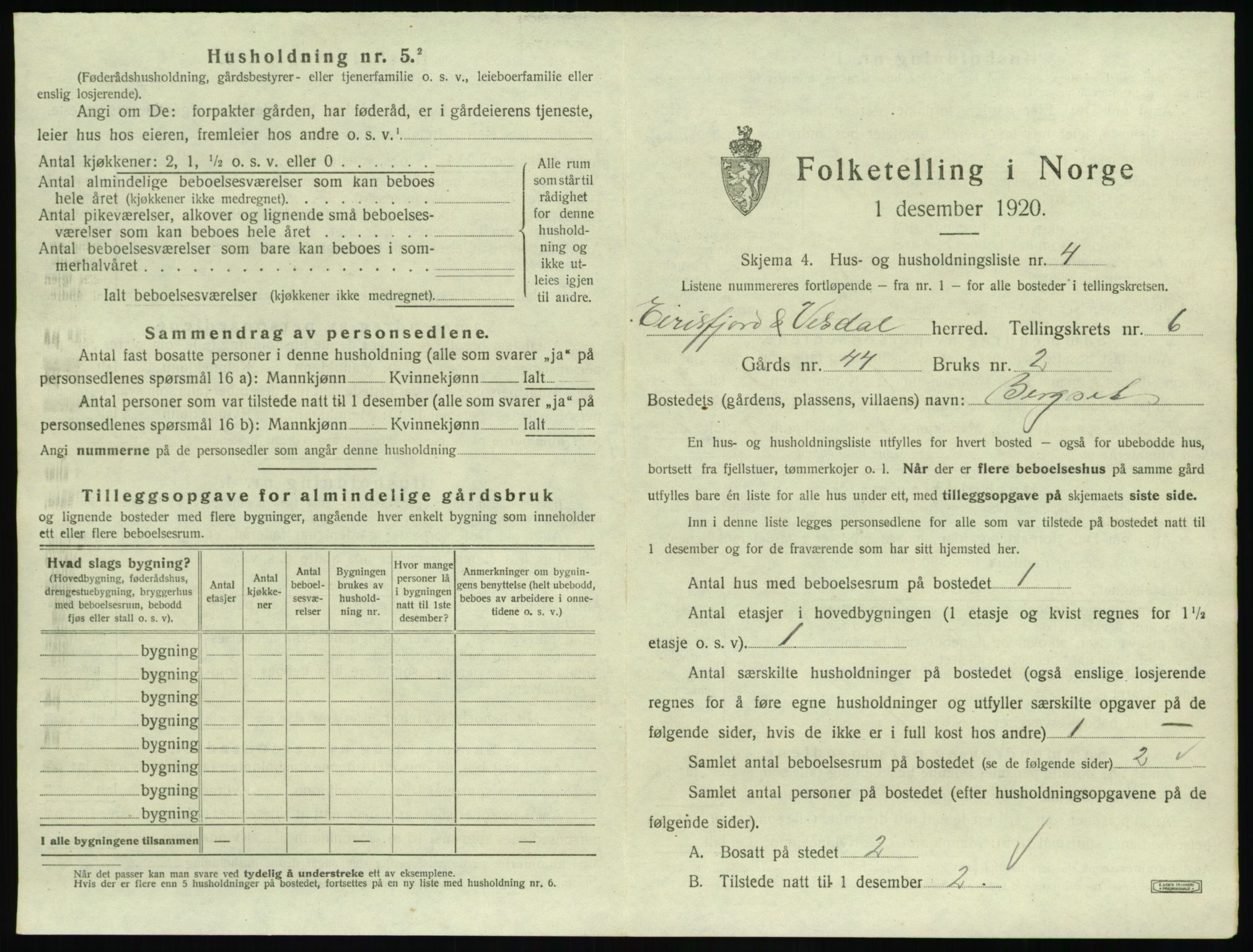 SAT, Folketelling 1920 for 1542 Eresfjord og Vistdal herred, 1920, s. 585