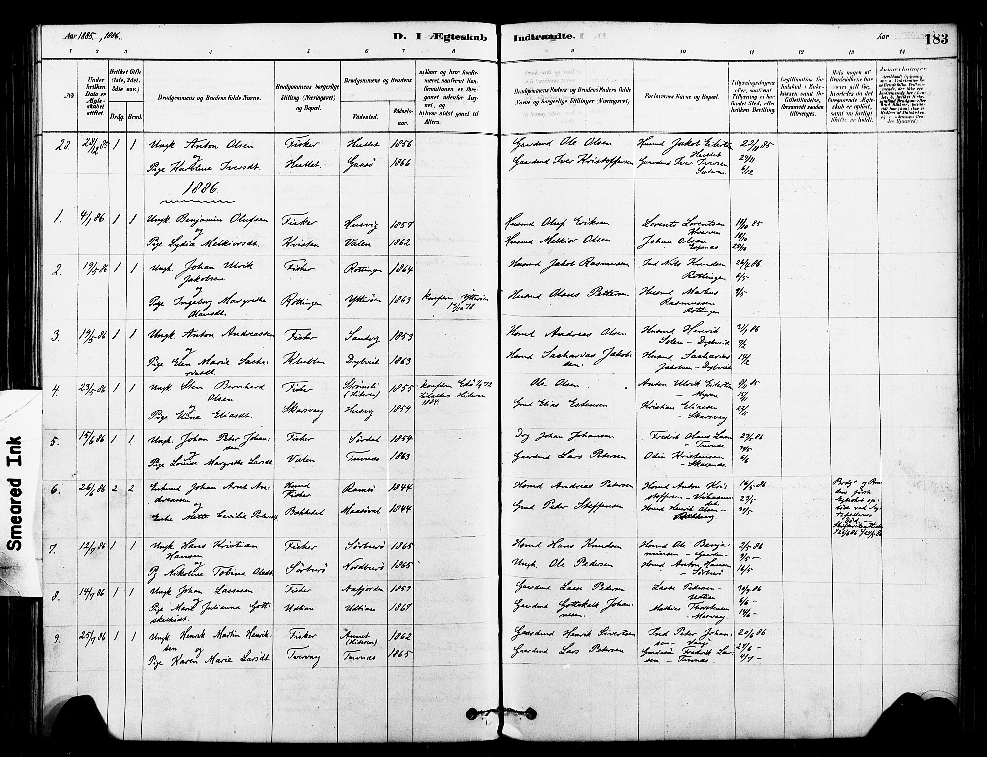 Ministerialprotokoller, klokkerbøker og fødselsregistre - Sør-Trøndelag, SAT/A-1456/640/L0578: Ministerialbok nr. 640A03, 1879-1889, s. 183