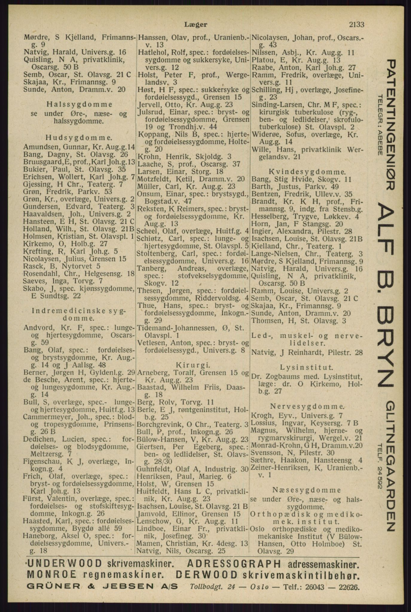 Kristiania/Oslo adressebok, PUBL/-, 1929, s. 2133