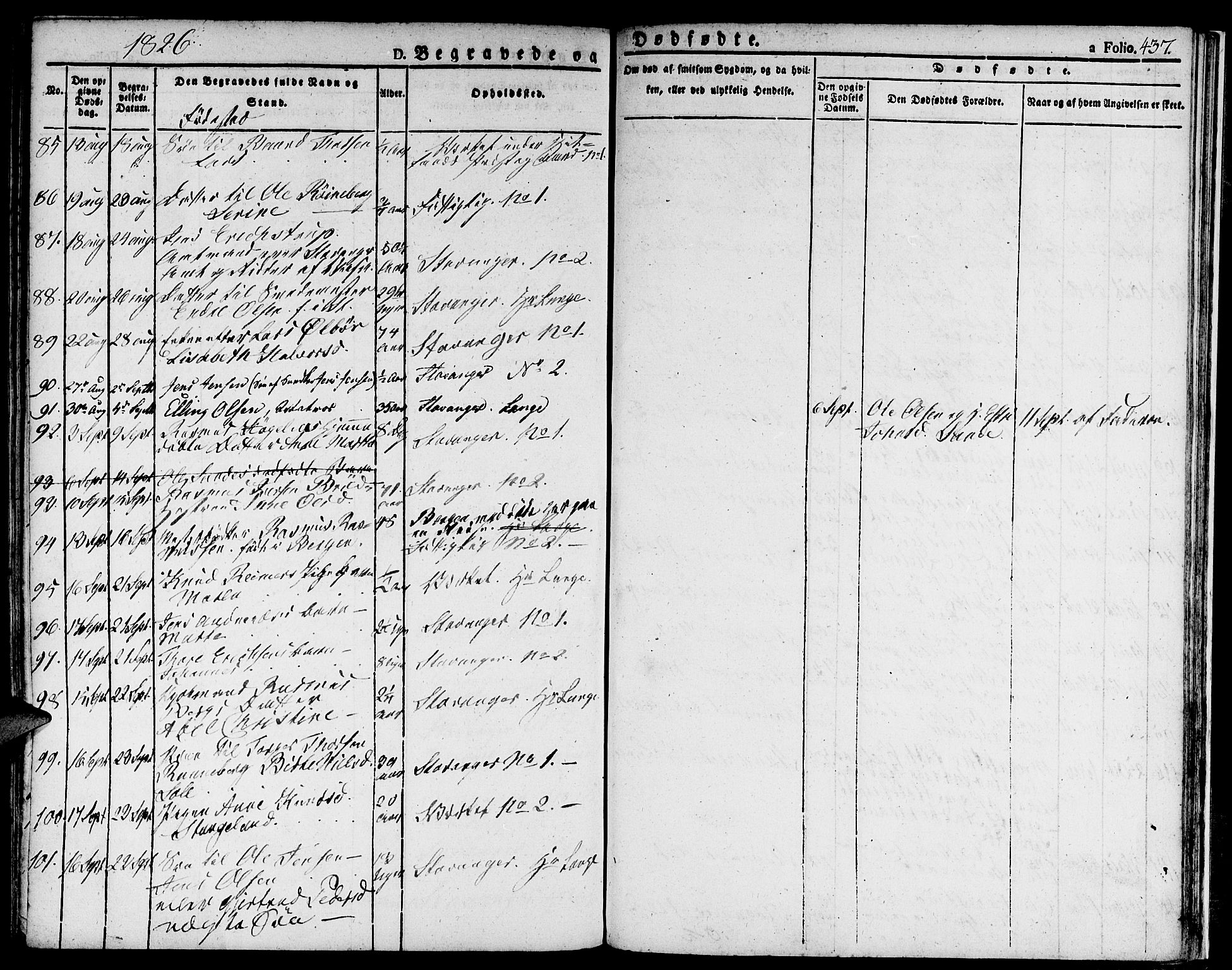 Domkirken sokneprestkontor, AV/SAST-A-101812/001/30/30BA/L0009: Ministerialbok nr. A 9, 1821-1832, s. 437
