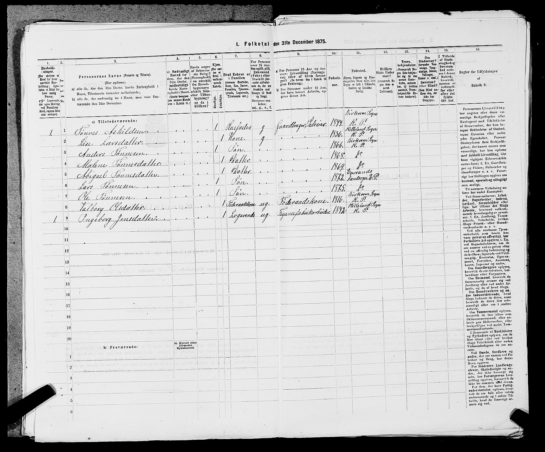 SAST, Folketelling 1875 for 1116L Eigersund prestegjeld, Eigersund landsokn og Ogna sokn, 1875, s. 347