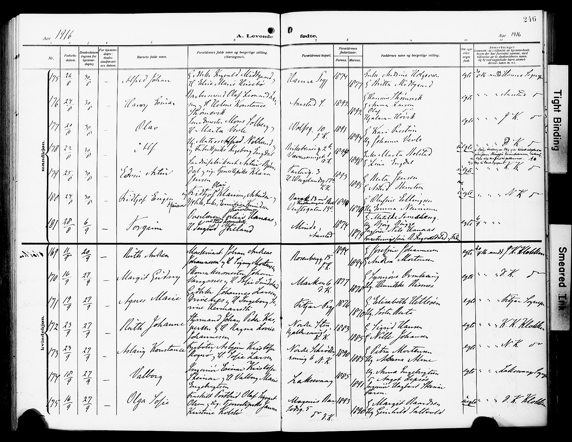 Fødselsstiftelsens sokneprestembete*, SAB/-: Ministerialbok nr. A 4, 1910-1918, s. 246