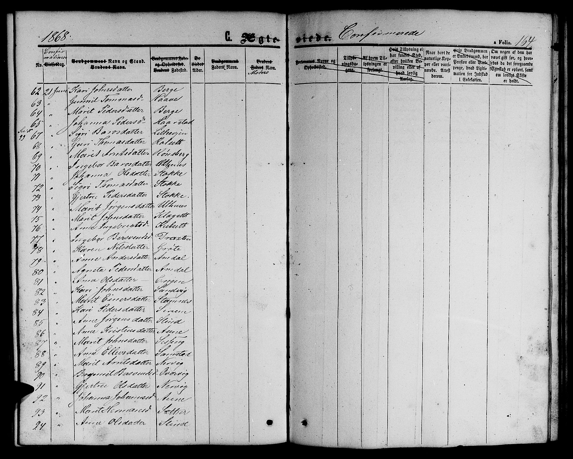 Ministerialprotokoller, klokkerbøker og fødselsregistre - Sør-Trøndelag, SAT/A-1456/695/L1155: Klokkerbok nr. 695C06, 1859-1868, s. 164