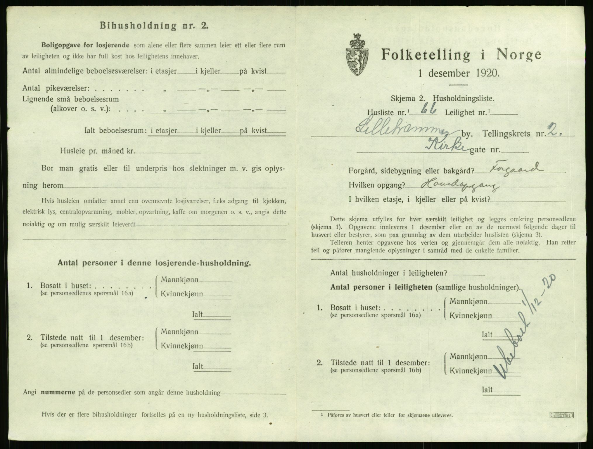 SAH, Folketelling 1920 for 0501 Lillehammer kjøpstad, 1920, s. 1724