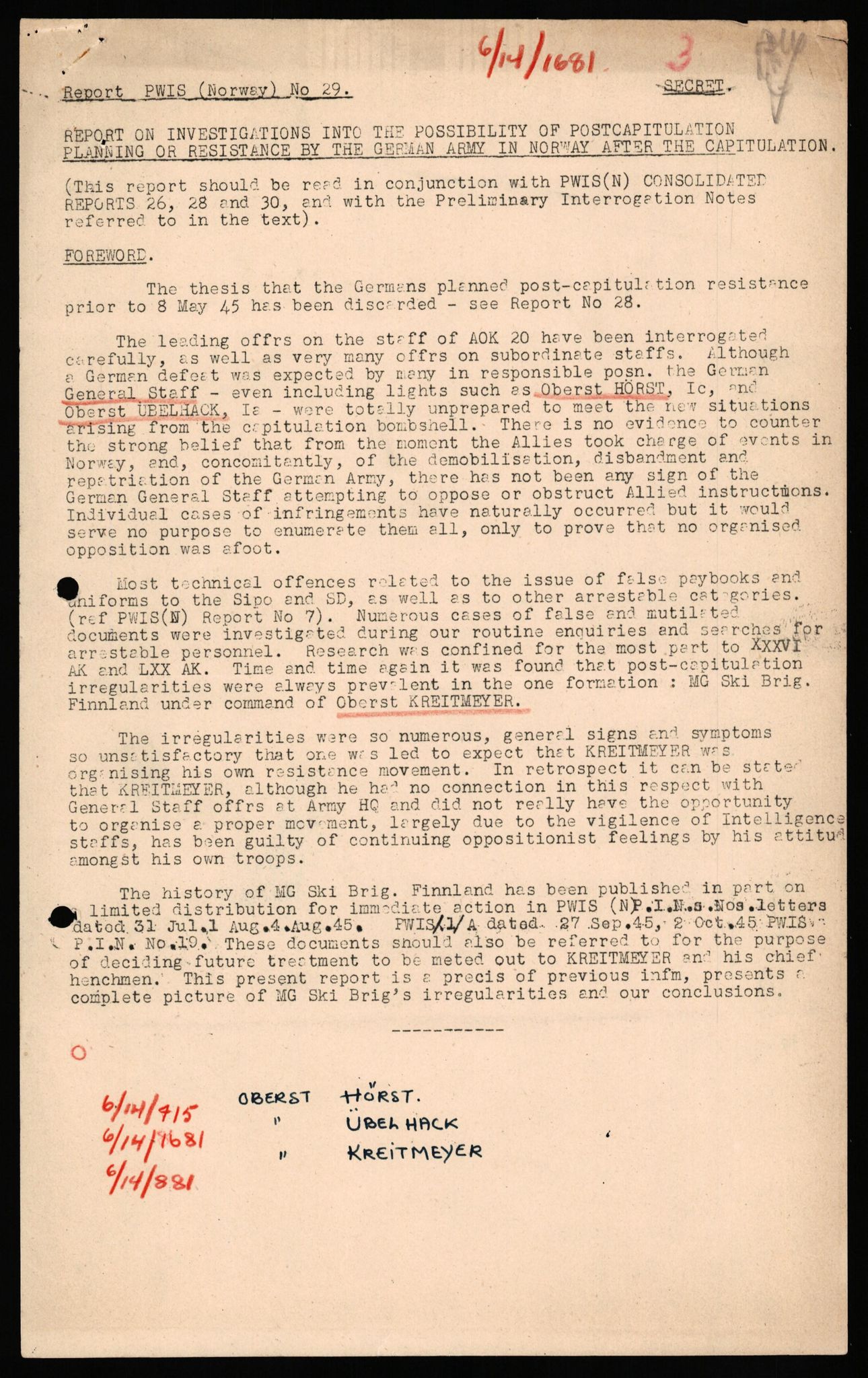 Forsvaret, Forsvarets overkommando II, AV/RA-RAFA-3915/D/Db/L0034: CI Questionaires. Tyske okkupasjonsstyrker i Norge. Tyskere., 1945-1946, s. 144