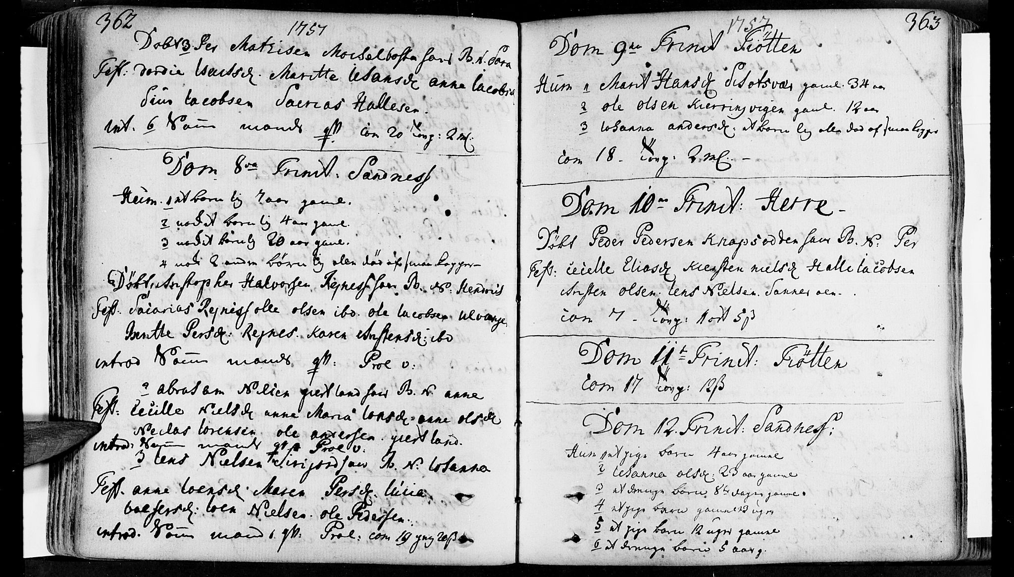 Ministerialprotokoller, klokkerbøker og fødselsregistre - Nordland, AV/SAT-A-1459/830/L0434: Ministerialbok nr. 830A03, 1737-1767, s. 362-363