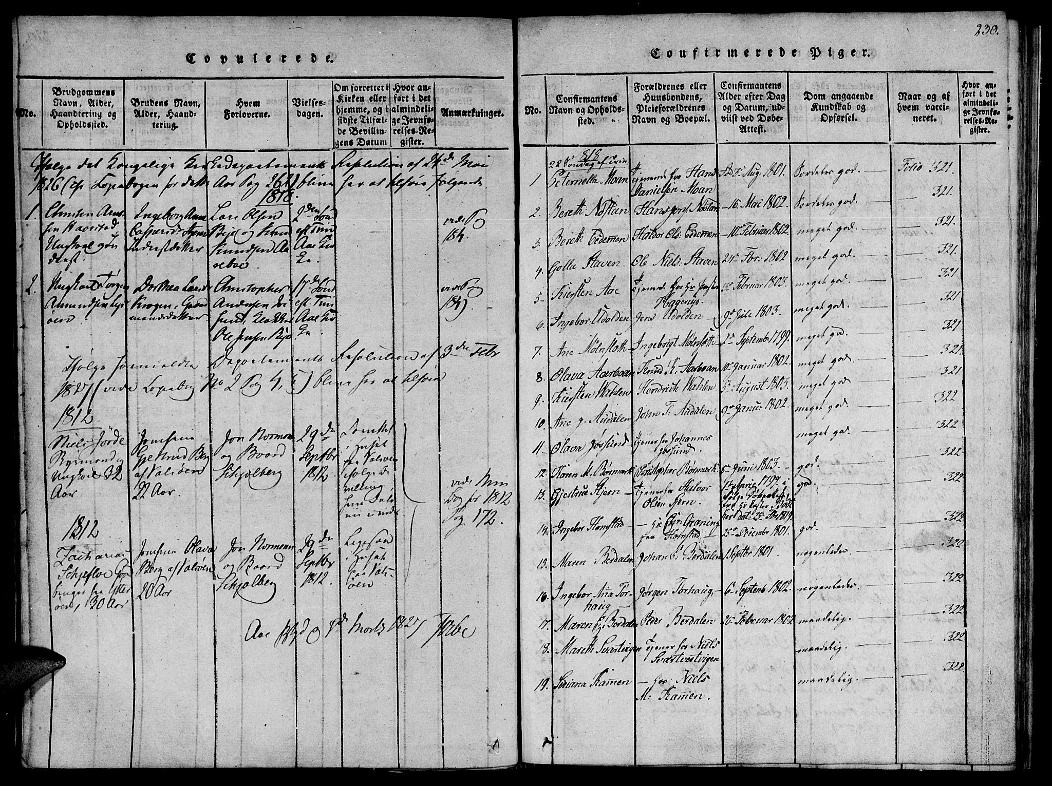 Ministerialprotokoller, klokkerbøker og fødselsregistre - Sør-Trøndelag, AV/SAT-A-1456/655/L0675: Ministerialbok nr. 655A04, 1818-1830, s. 230