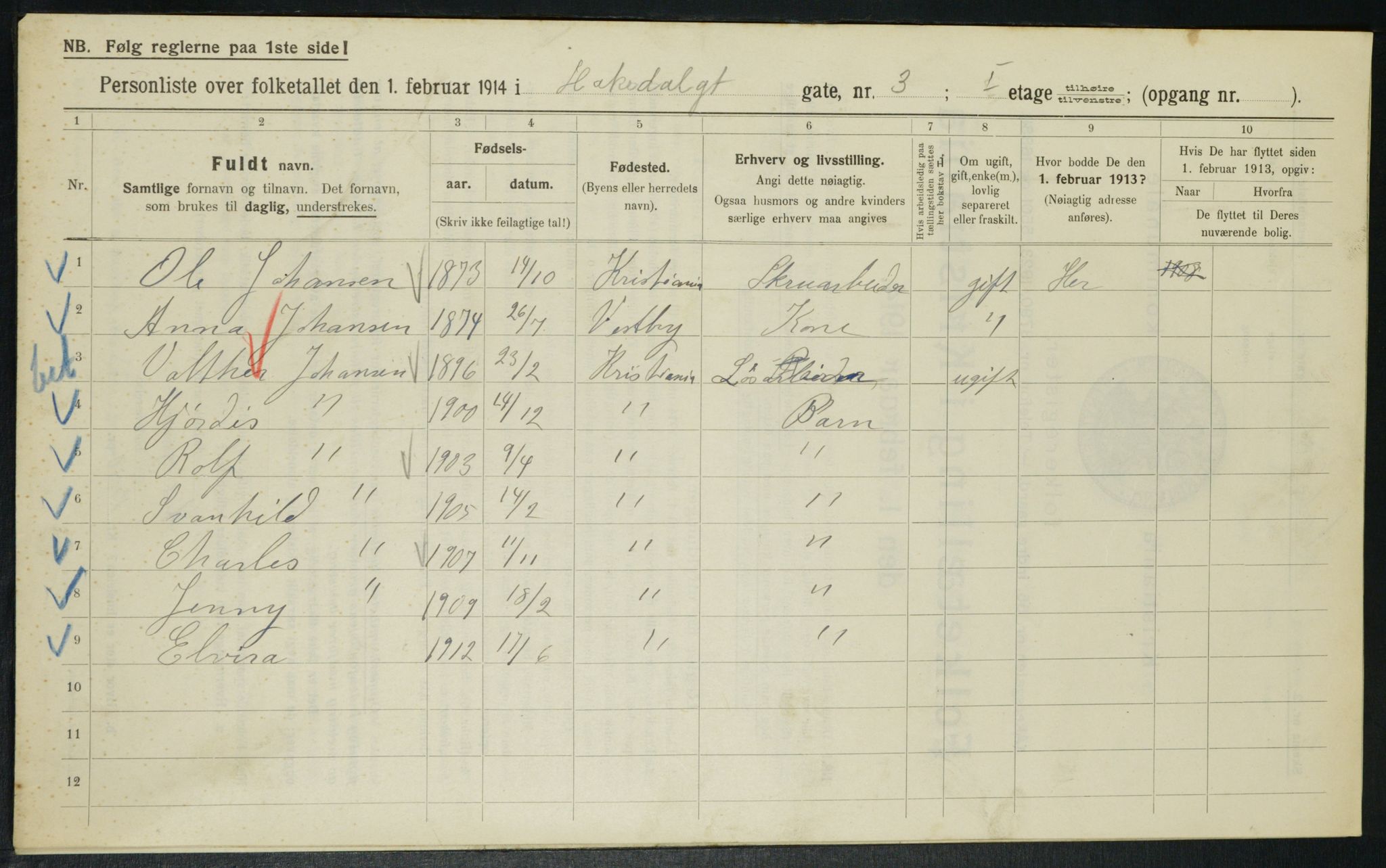 OBA, Kommunal folketelling 1.2.1914 for Kristiania, 1914, s. 34096