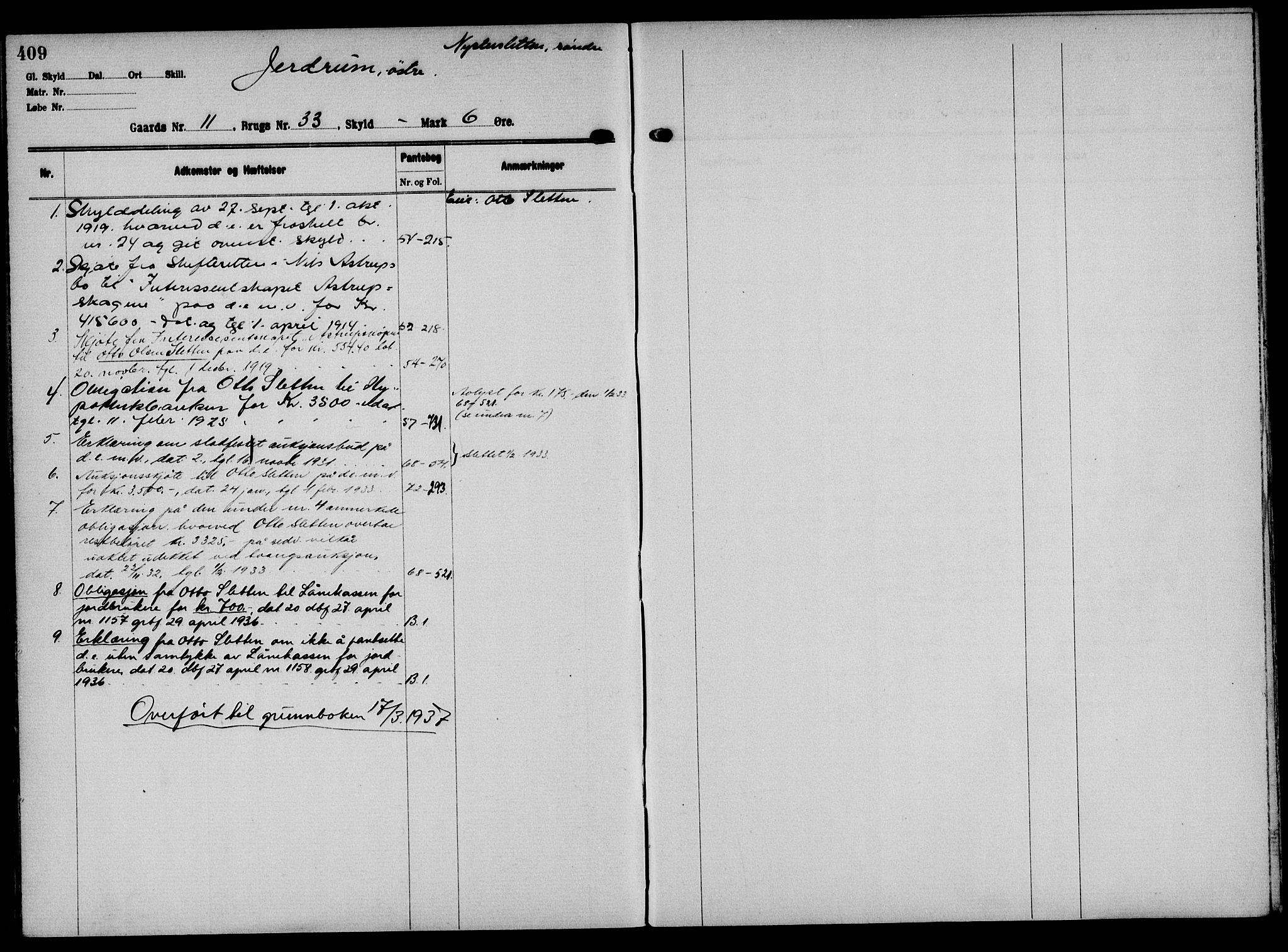 Solør tingrett, AV/SAH-TING-008/H/Ha/Hak/L0001: Panteregister nr. I, 1900-1935, s. 409