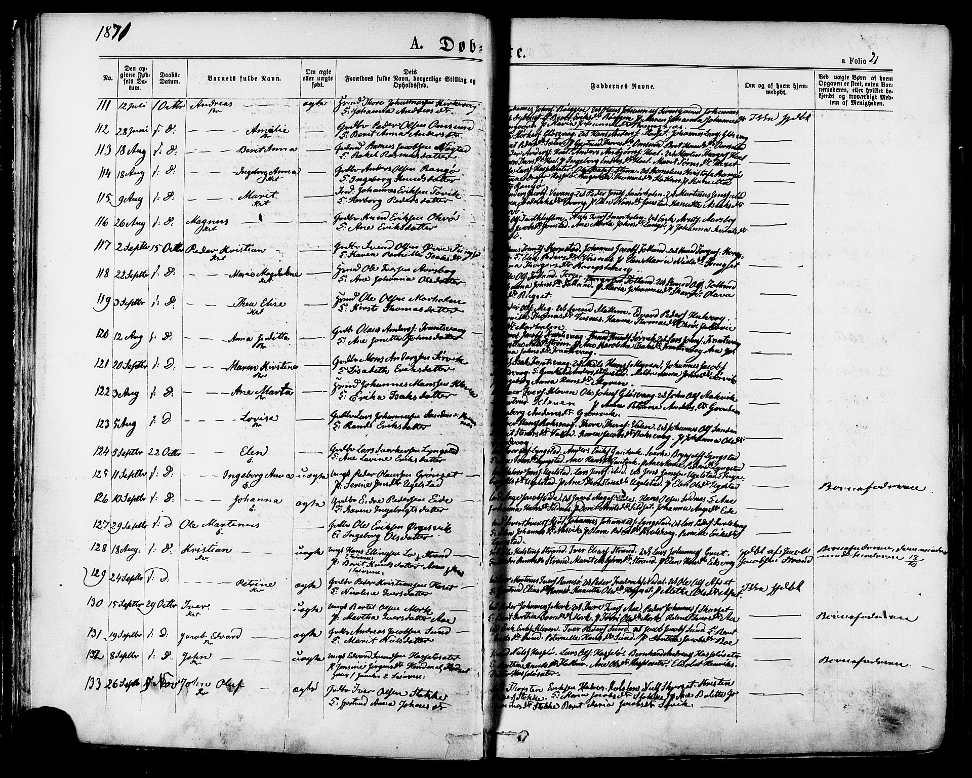 Ministerialprotokoller, klokkerbøker og fødselsregistre - Møre og Romsdal, AV/SAT-A-1454/568/L0805: Ministerialbok nr. 568A12 /1, 1869-1884, s. 21