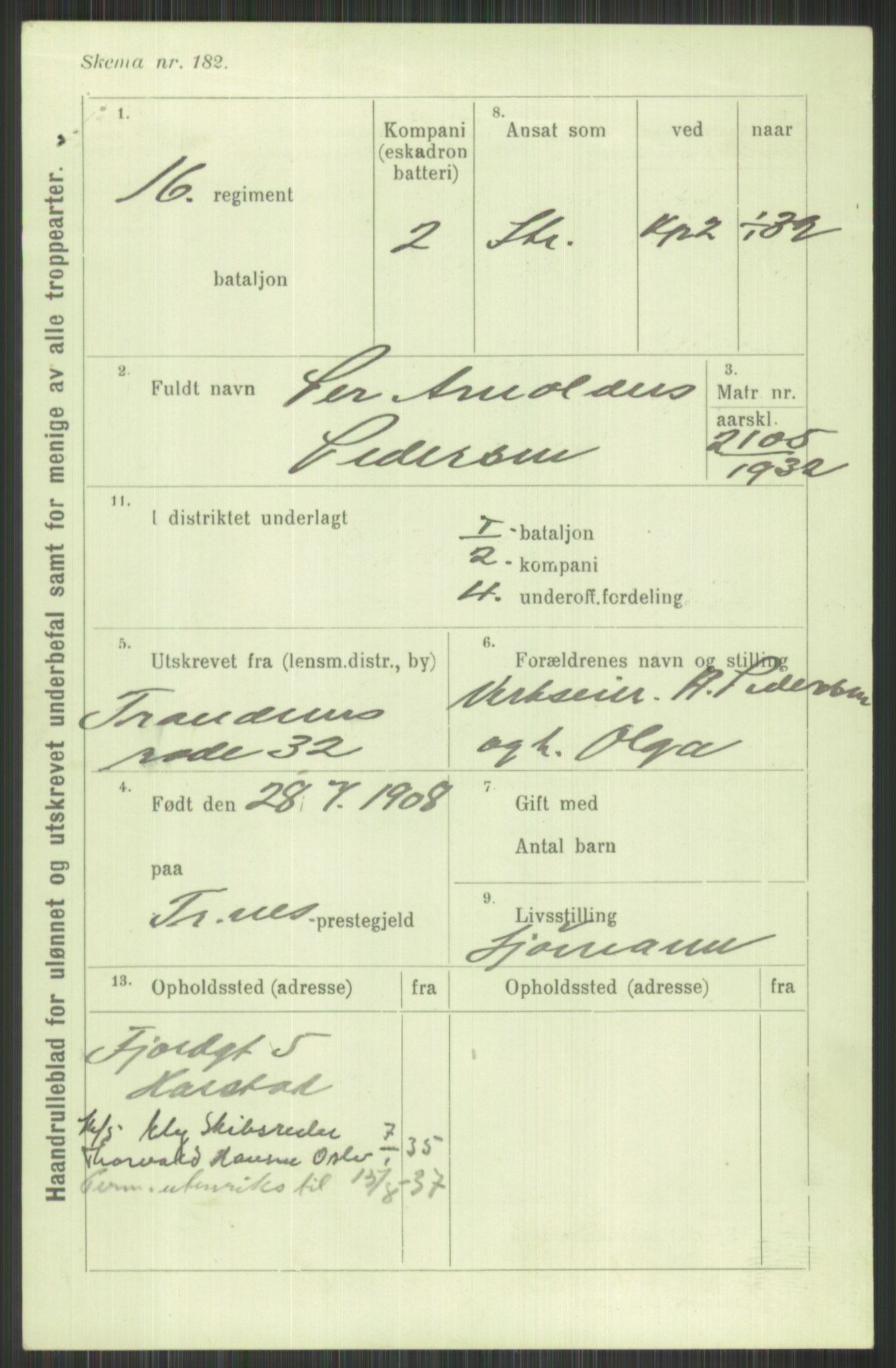 Forsvaret, Troms infanteriregiment nr. 16, AV/RA-RAFA-3146/P/Pa/L0016: Rulleblad for regimentets menige mannskaper, årsklasse 1932, 1932, s. 1319