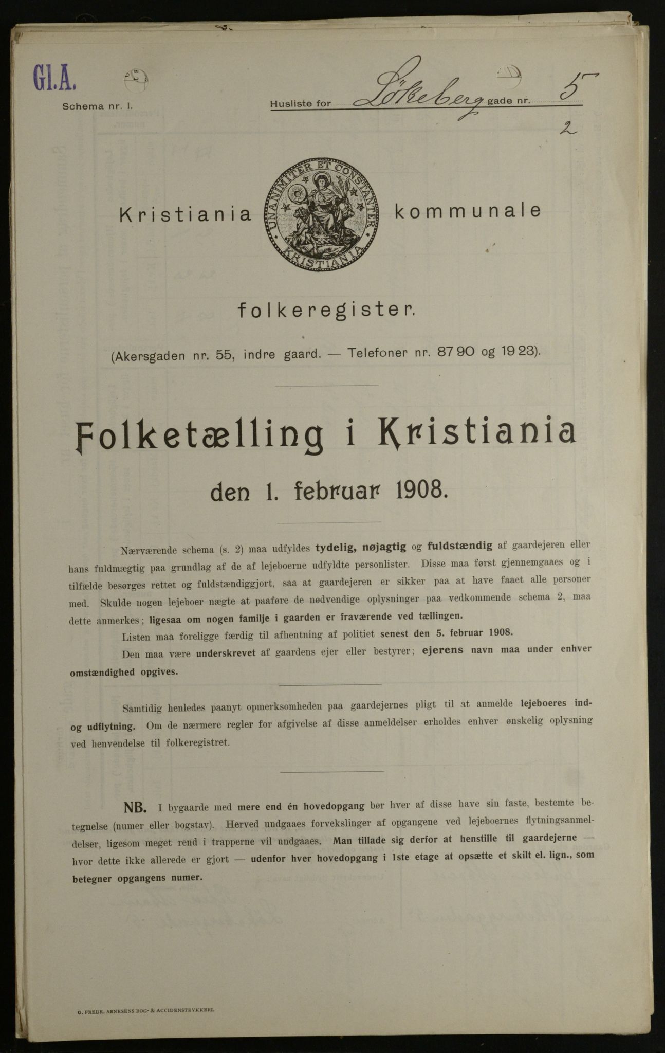 OBA, Kommunal folketelling 1.2.1908 for Kristiania kjøpstad, 1908, s. 52441