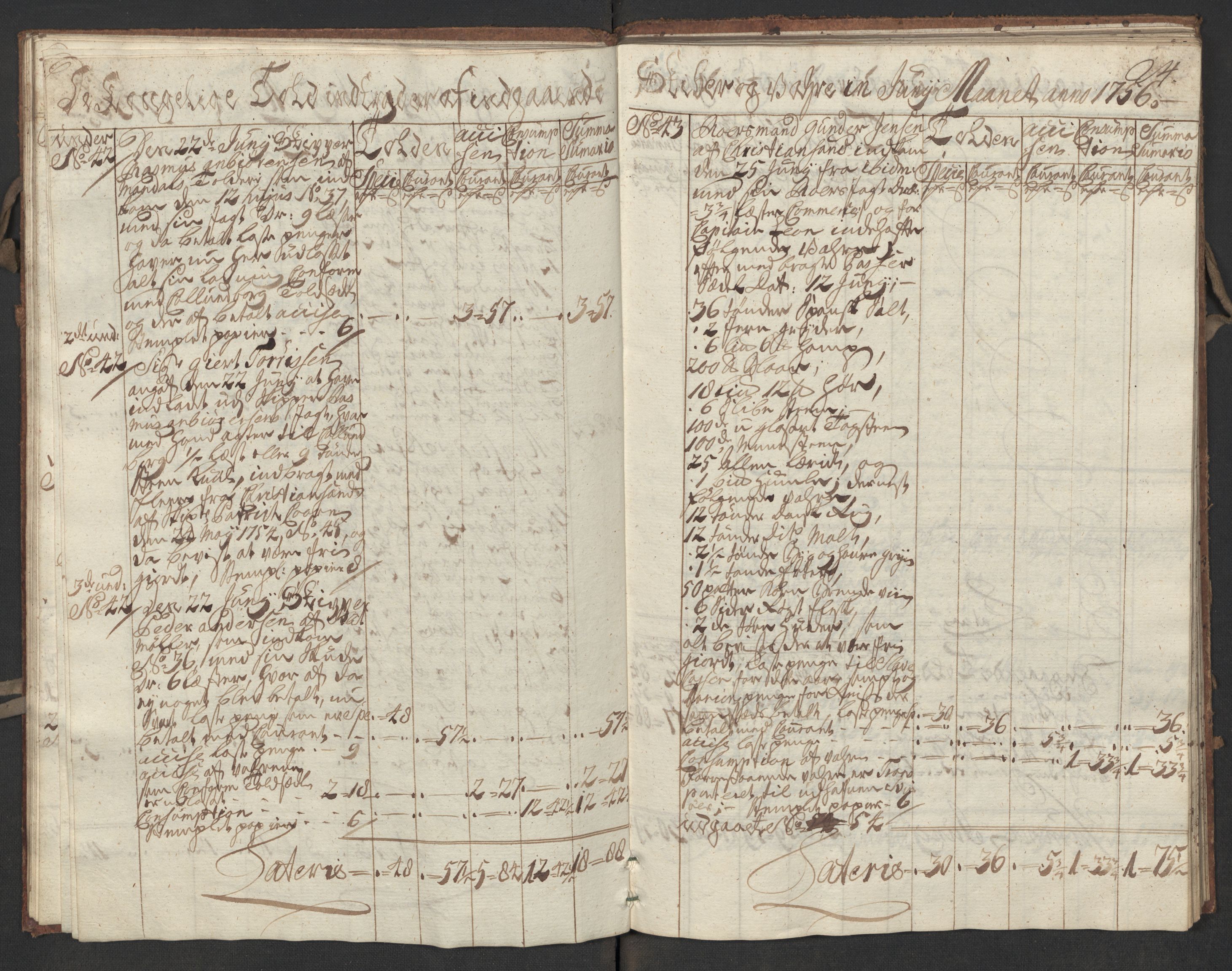 Generaltollkammeret, tollregnskaper, AV/RA-EA-5490/R17/L0017/0001: Tollregnskaper Mandal / Inngående kontratollbok, 1756, s. 23b-24a