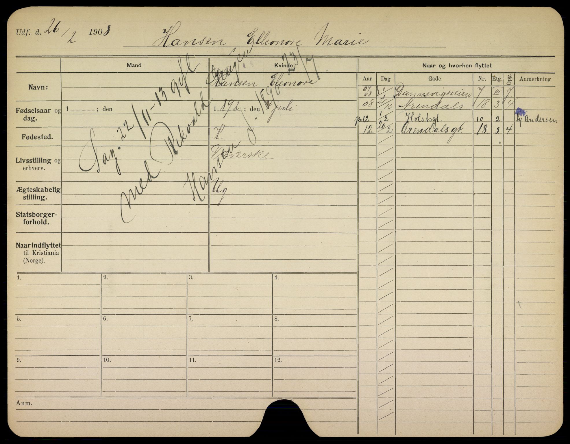 Oslo folkeregister, Registerkort, AV/SAO-A-11715/K/Kb/L0017: H - L, 1913