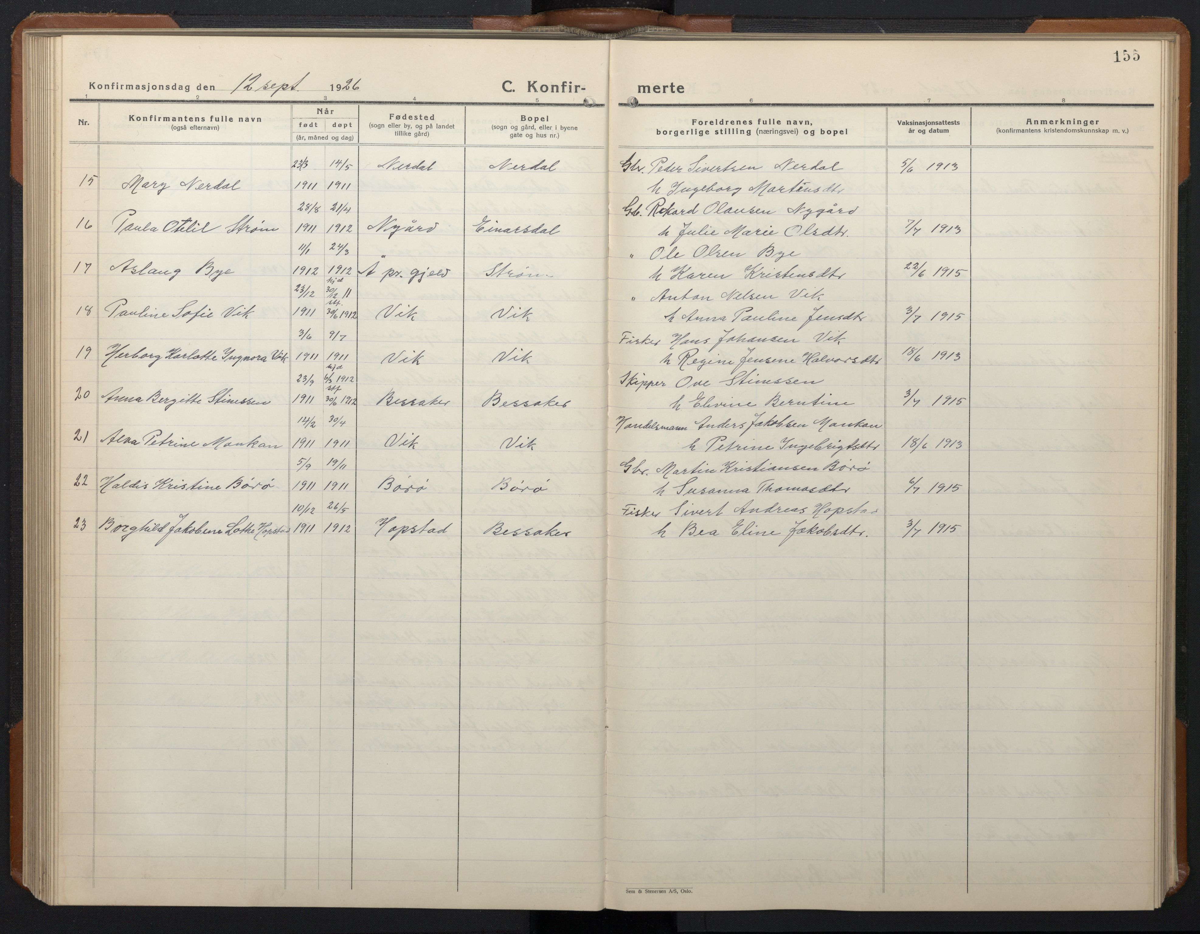 Ministerialprotokoller, klokkerbøker og fødselsregistre - Sør-Trøndelag, SAT/A-1456/657/L0718: Klokkerbok nr. 657C05, 1923-1948, s. 155