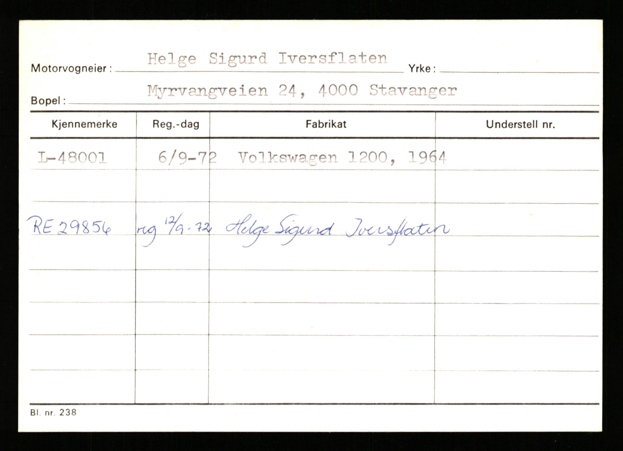 Stavanger trafikkstasjon, SAST/A-101942/0/G/L0006: Registreringsnummer: 34250 - 49007, 1930-1971, s. 3268